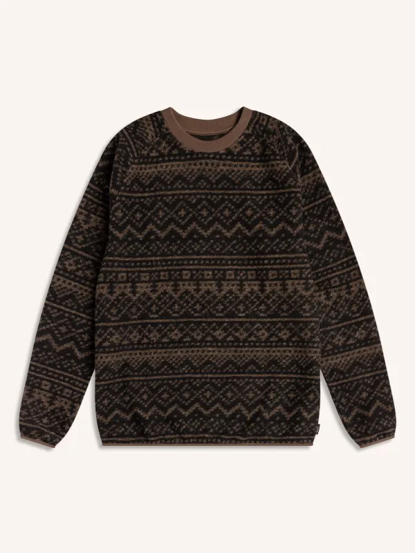 Junction Sweat in Peat / Black Knitted Fairisle made by Kestin
