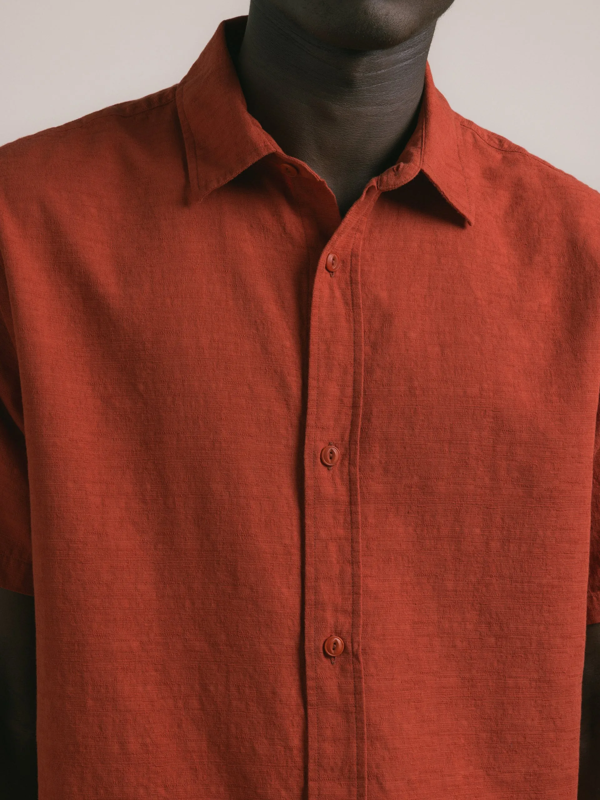 Ferness Oversized Shirt in Rusted Red Slub Cotton sold by Kestin product image thumbnail 3