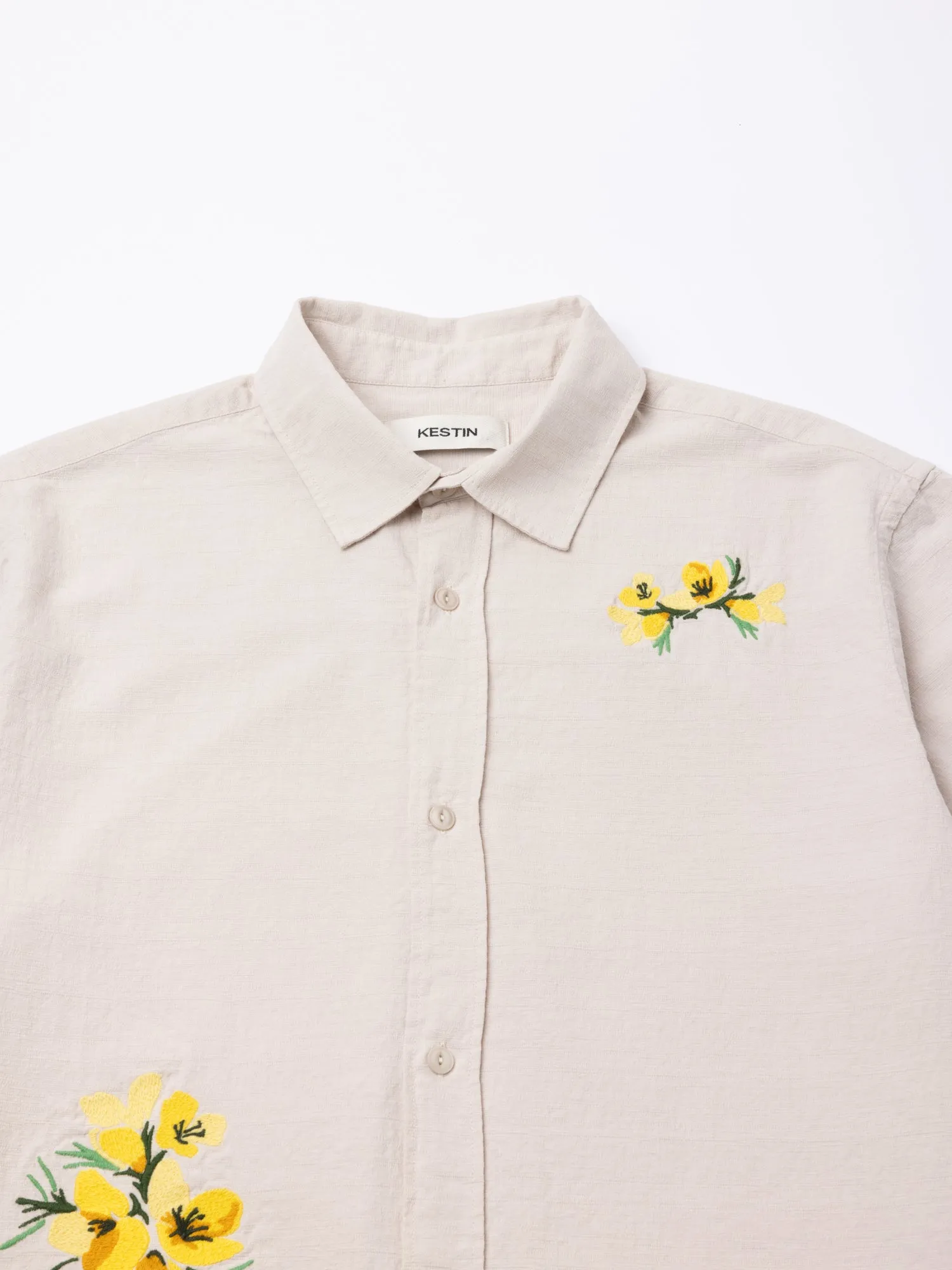 Ferness Oversized Shirt in Oatmeal Floral Slub Cotton sold by Kestin product image thumbnail 3