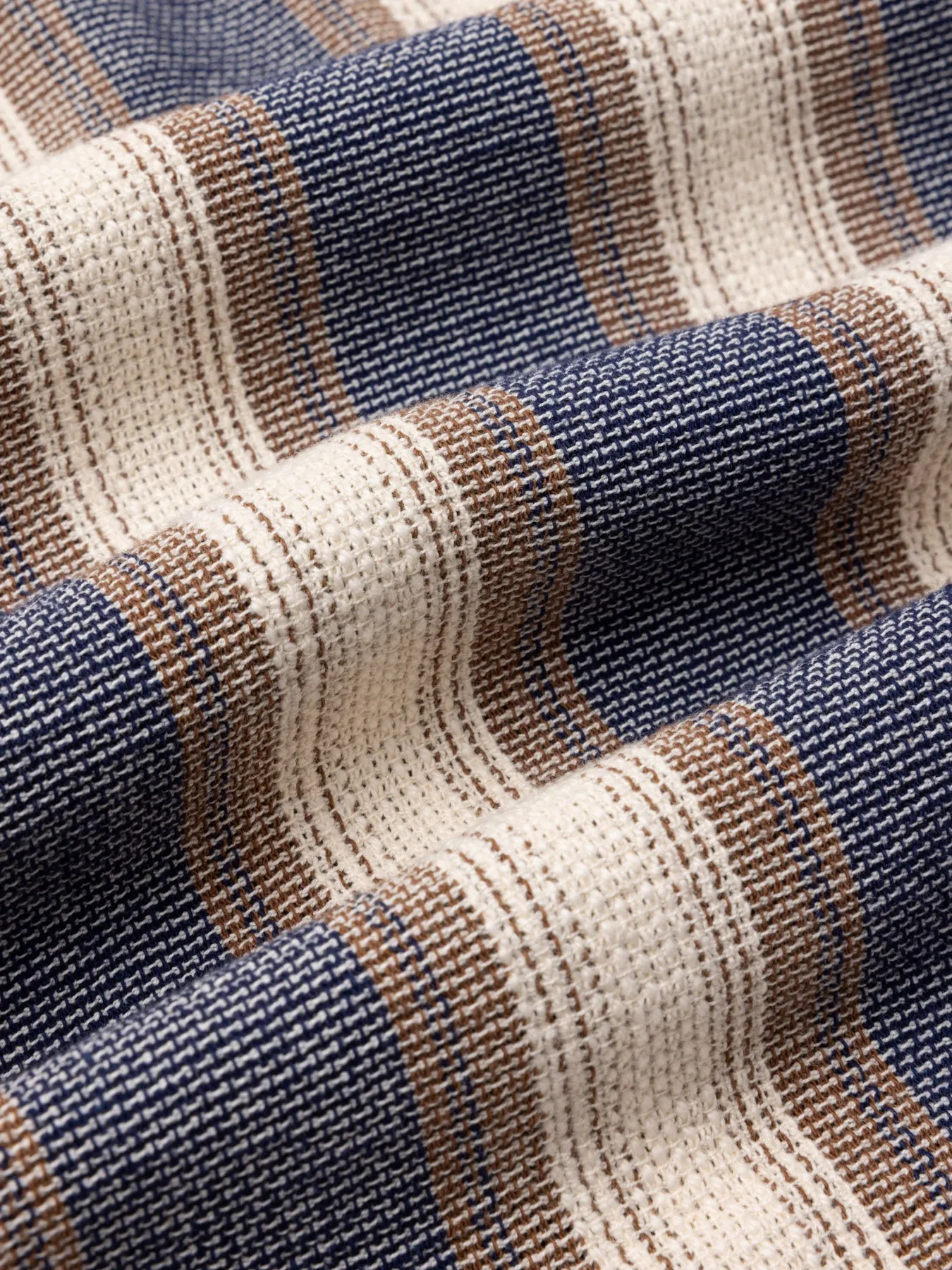 Cramond Shirt in Navy / Brown Stripe Open Weave Cotton sold by Kestin product image thumbnail 4