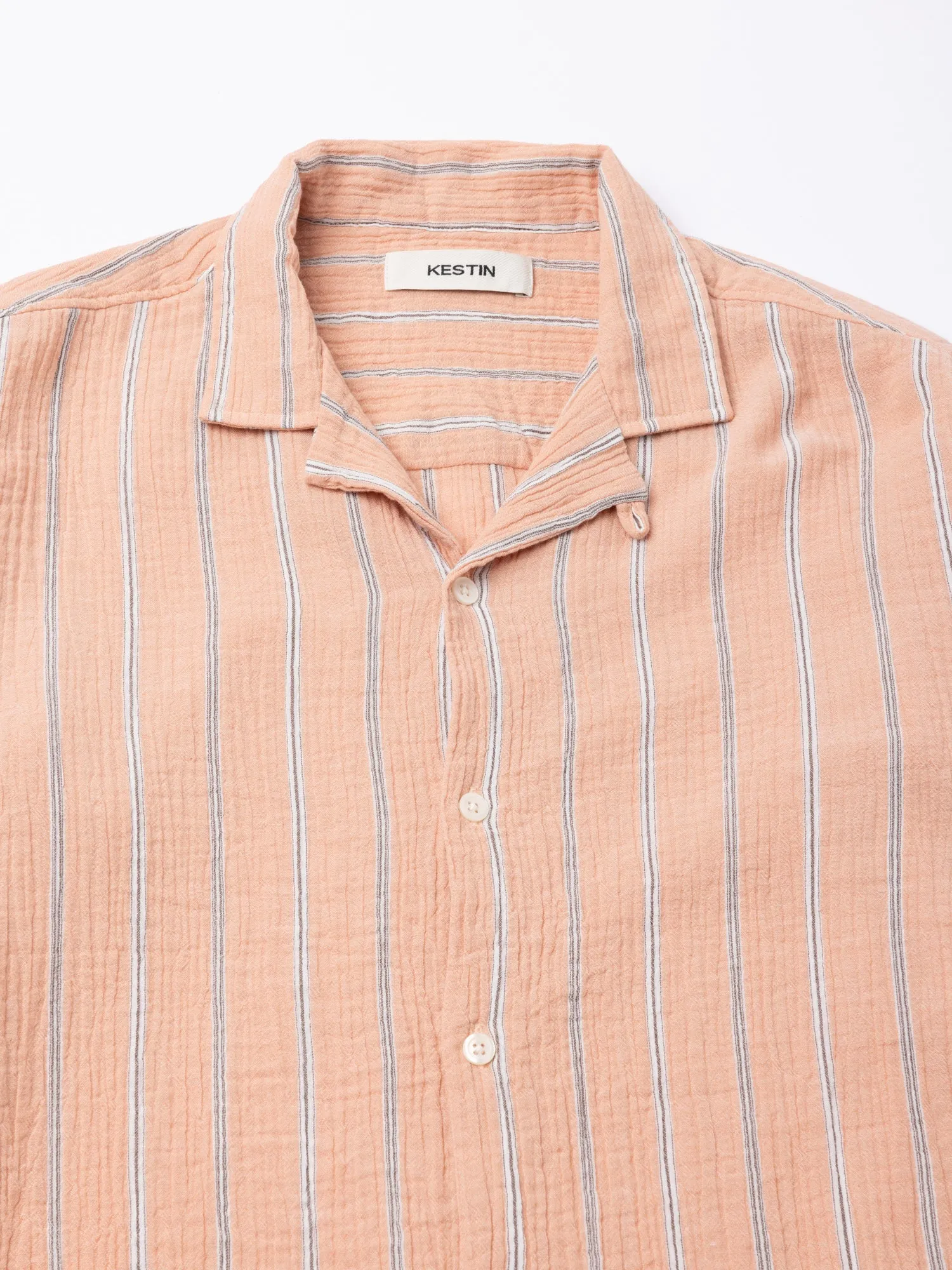 Tain Shirt in Washed Coral Double Weave Seersucker sold by Kestin product image thumbnail 2