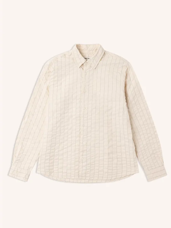 Dirleton Shirt in Ecru Seersucker Stripe made by Kestin