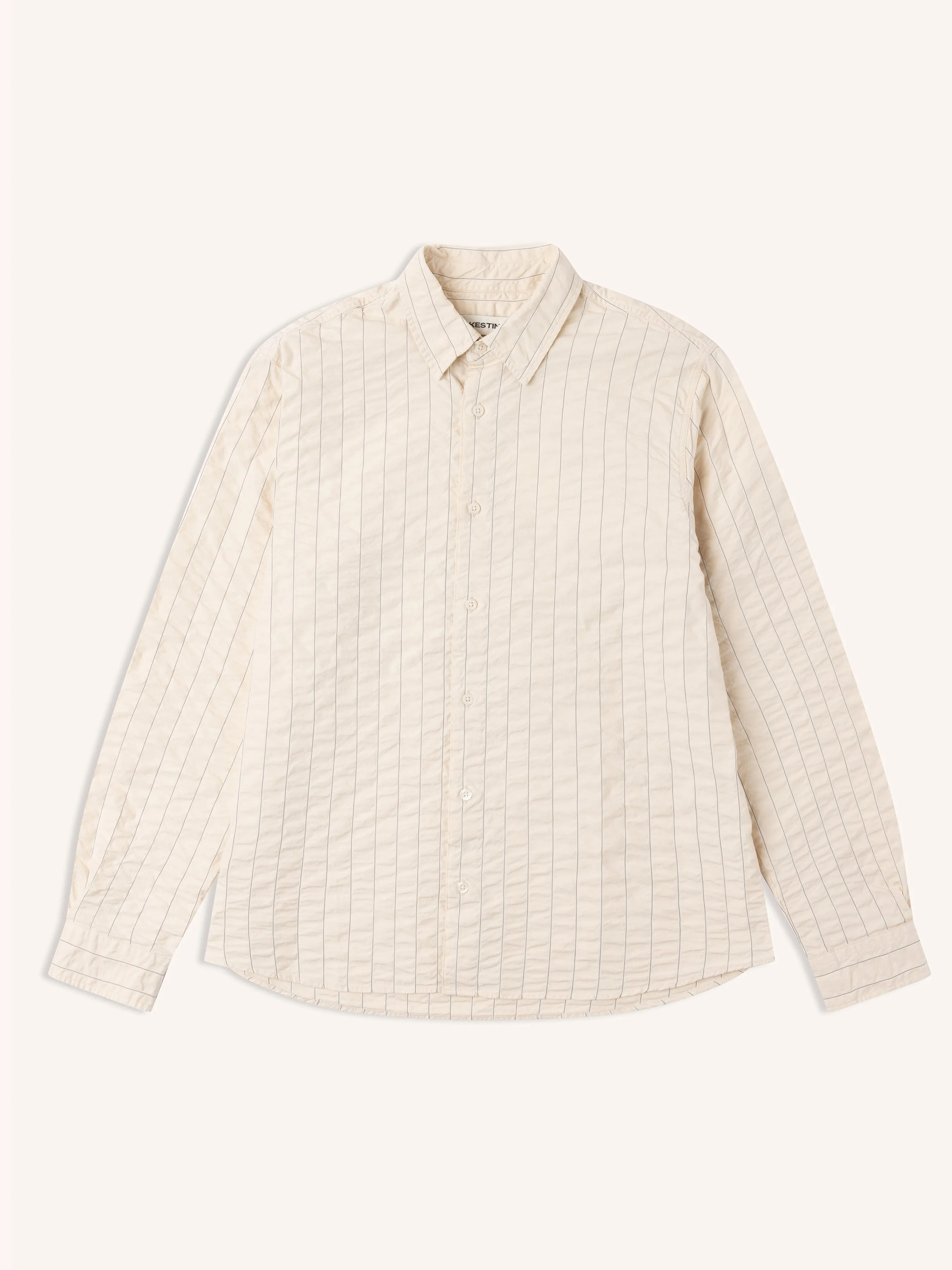 Dirleton Shirt in Ecru Seersucker Stripe sold by Kestin