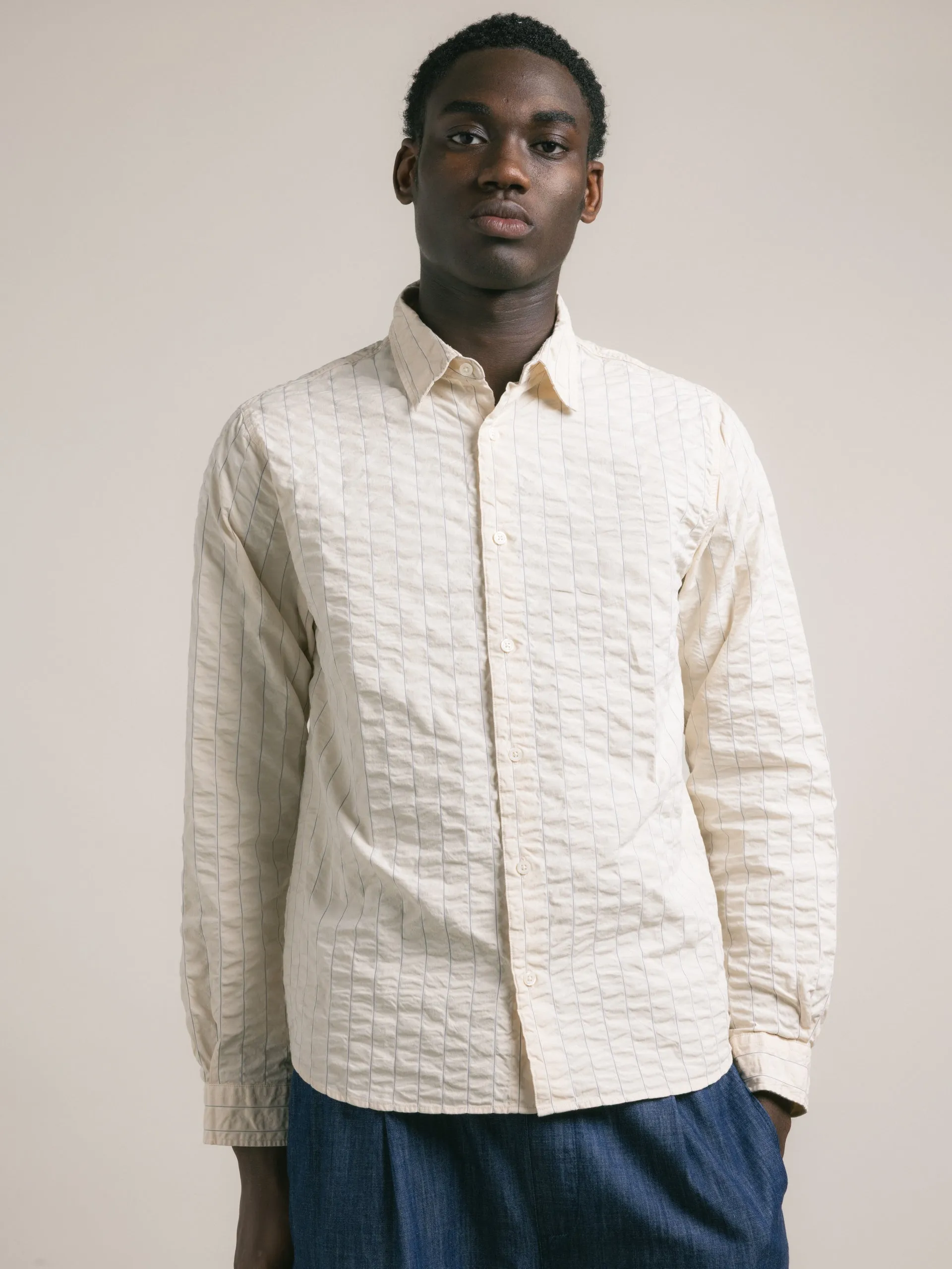 Dirleton Shirt in Ecru Seersucker Stripe sold by Kestin product image thumbnail 2