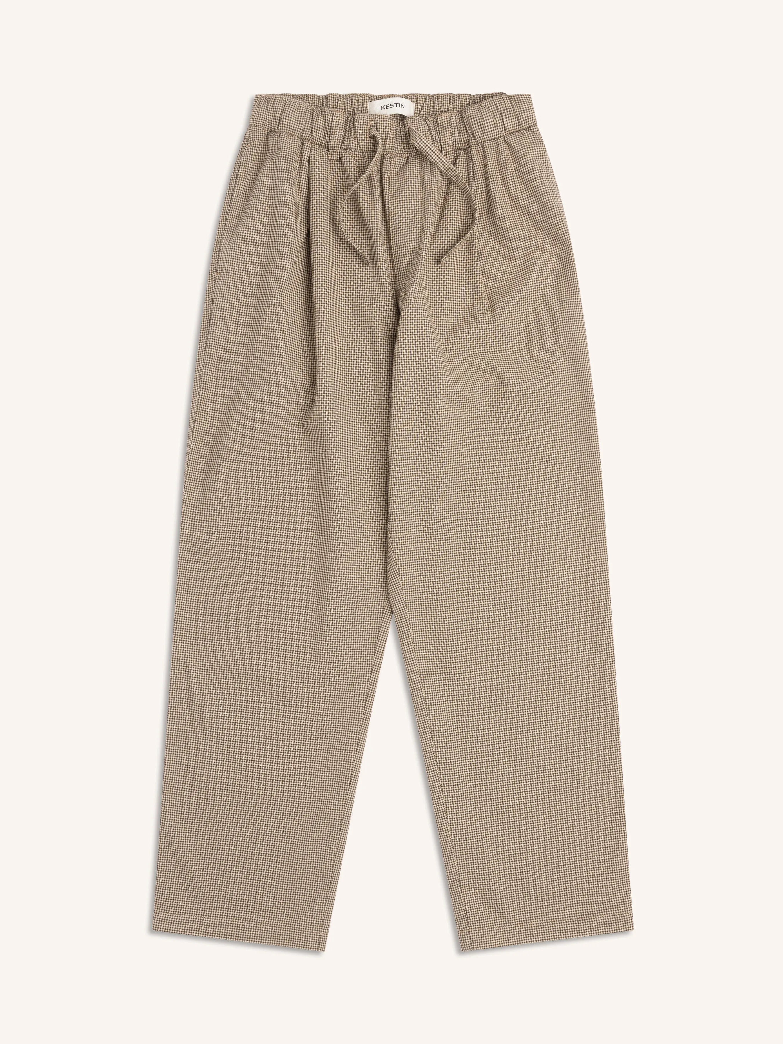 Doune Pant in Olive Check Organic Cotton sold by Kestin