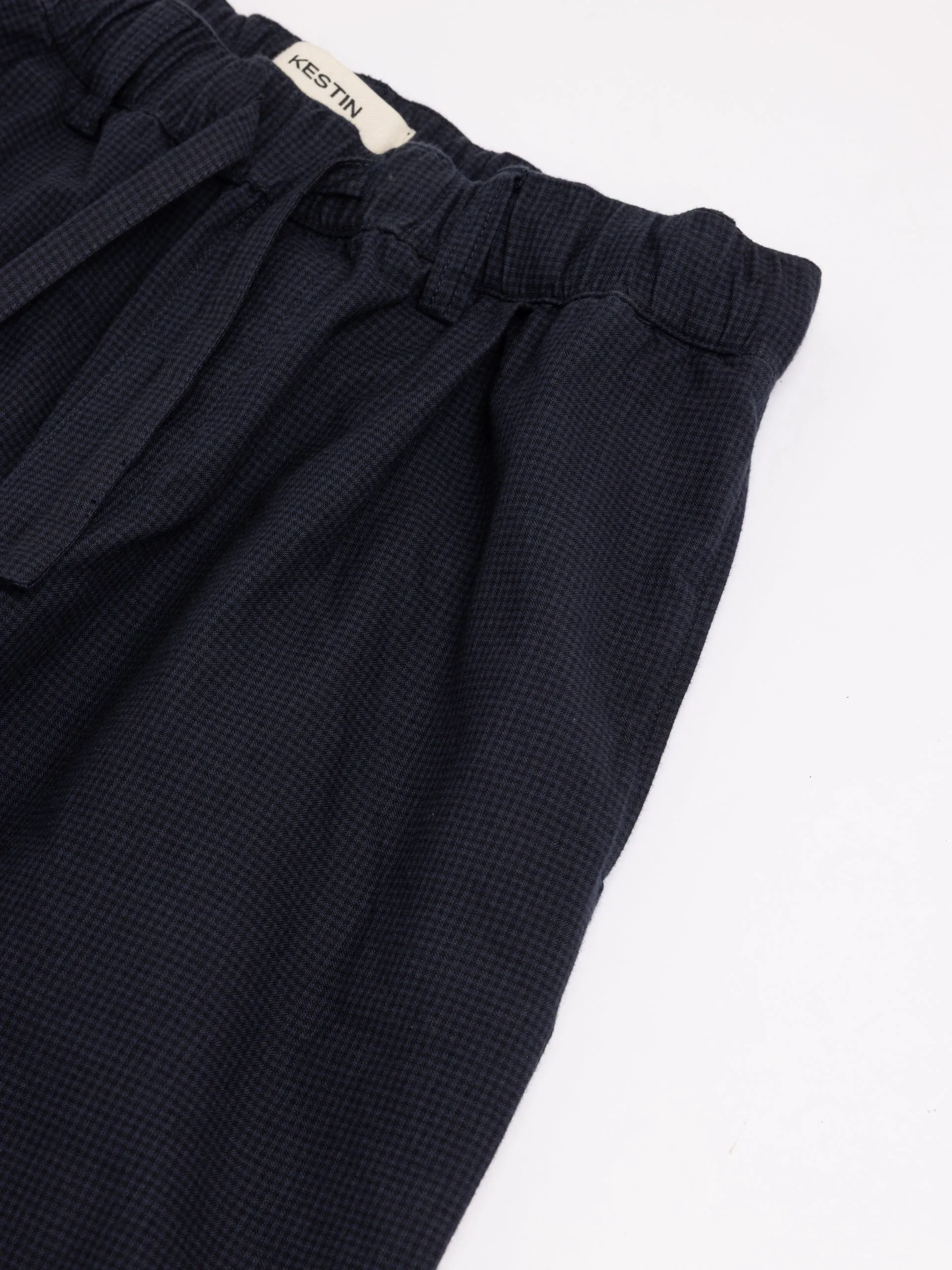 Doune Pant in Navy Check Organic Cotton sold by Kestin product image thumbnail 4