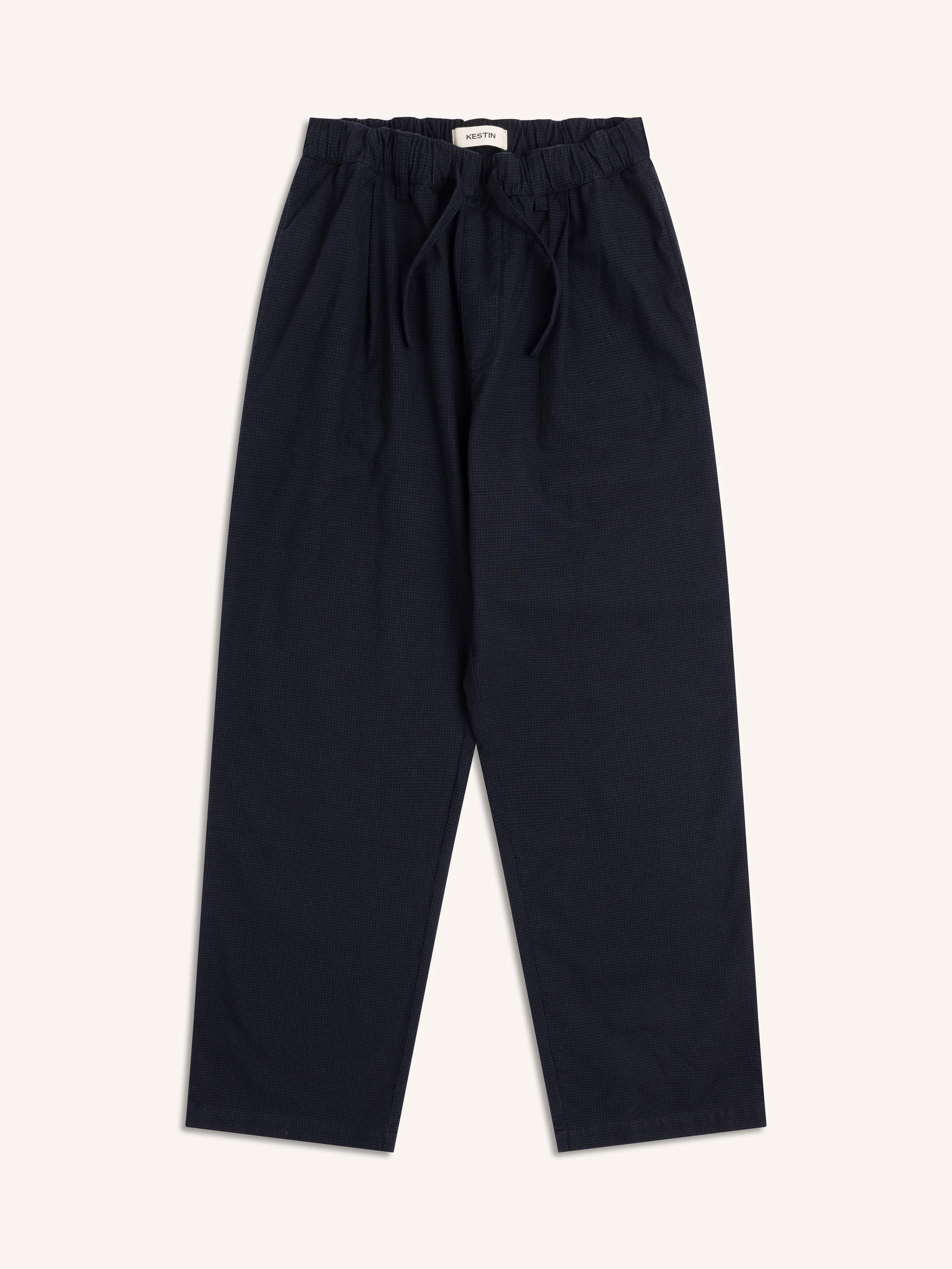 Doune Pant in Navy Check Organic Cotton sold by Kestin