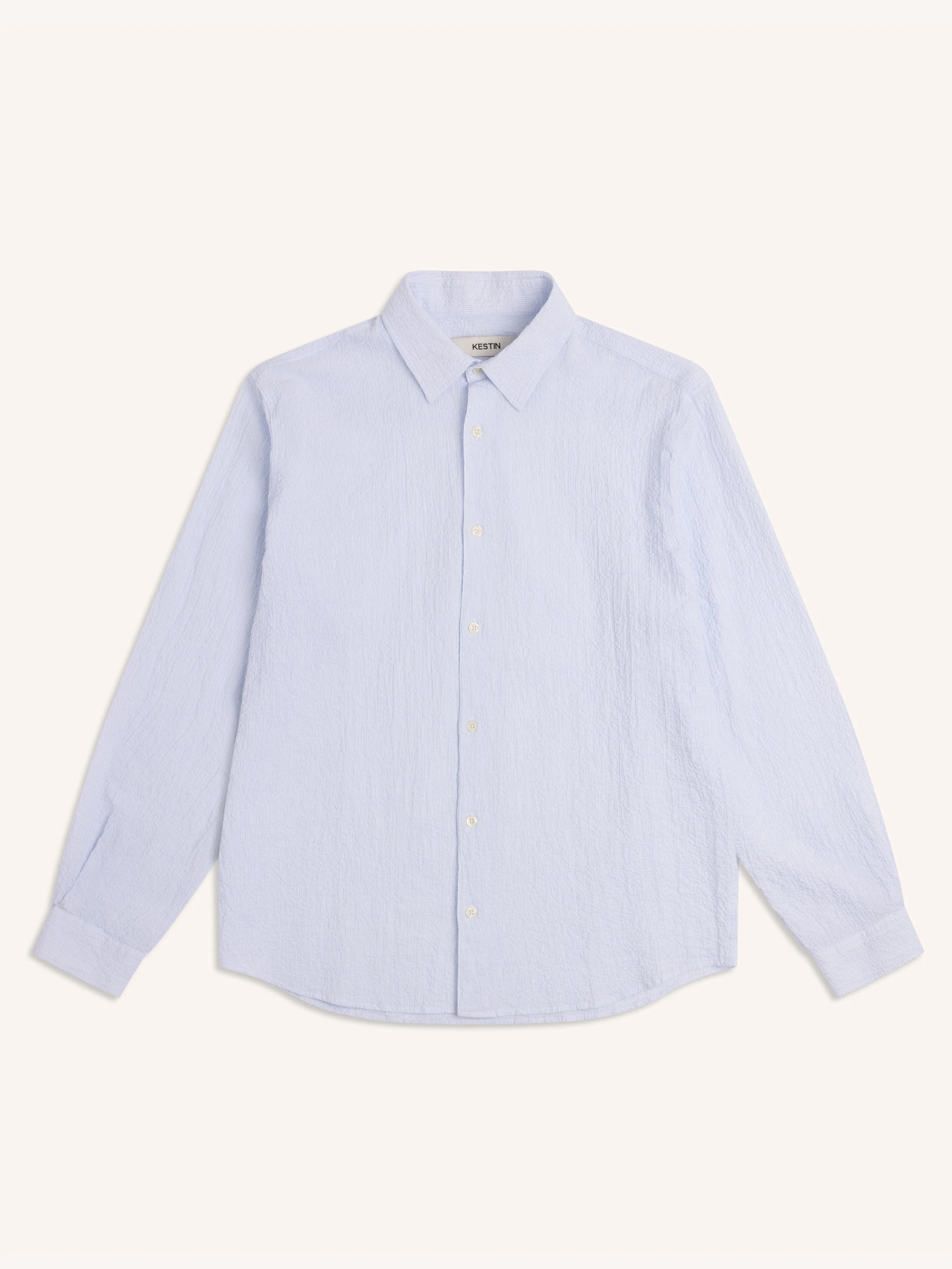 Dirleton Shirt in Blue Pinstripe Seersucker sold by Kestin