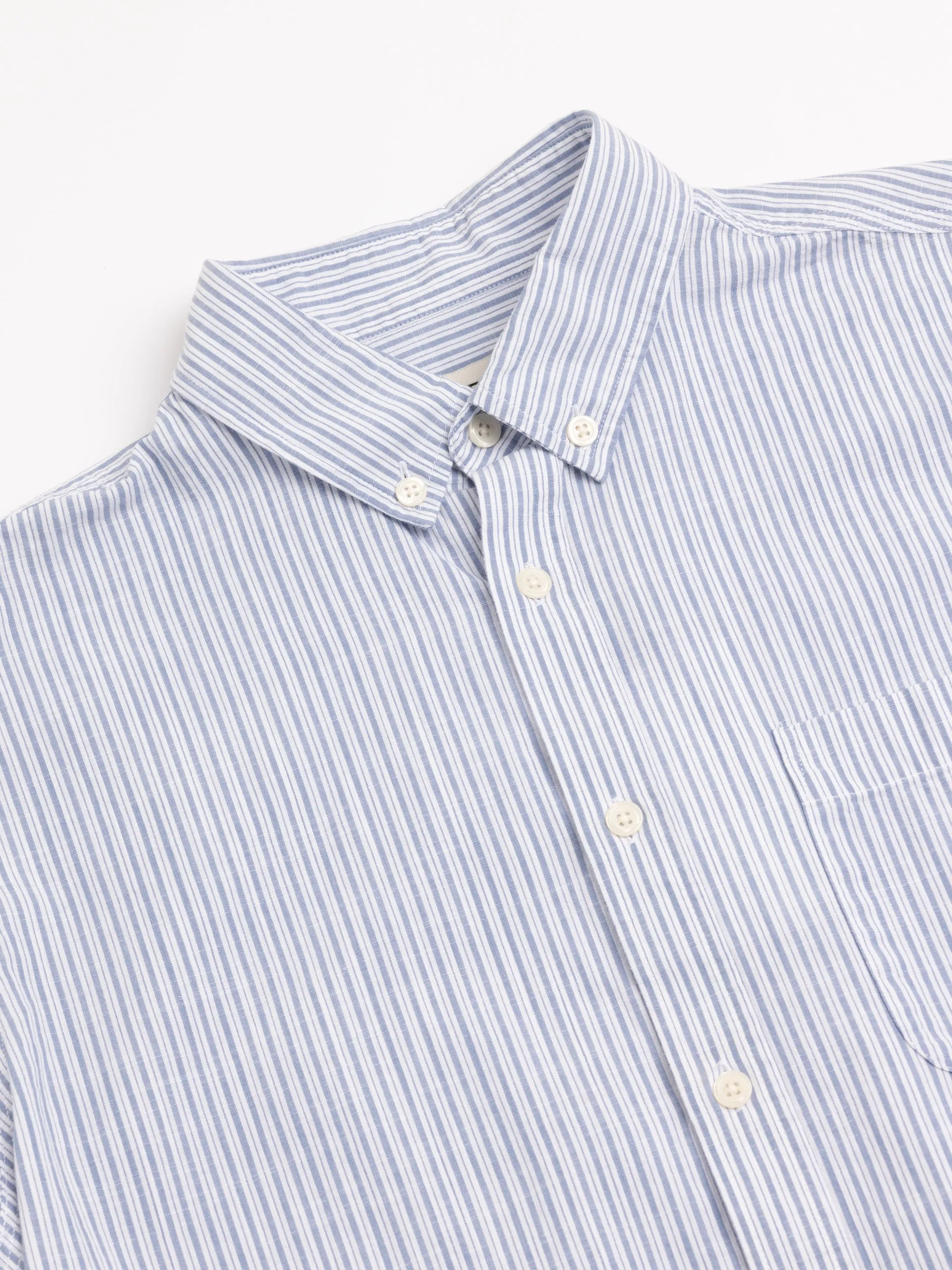 Raeburn Button Down Shirt in Blue Stripe Slub Organic Cotton sold by Kestin product image thumbnail 2