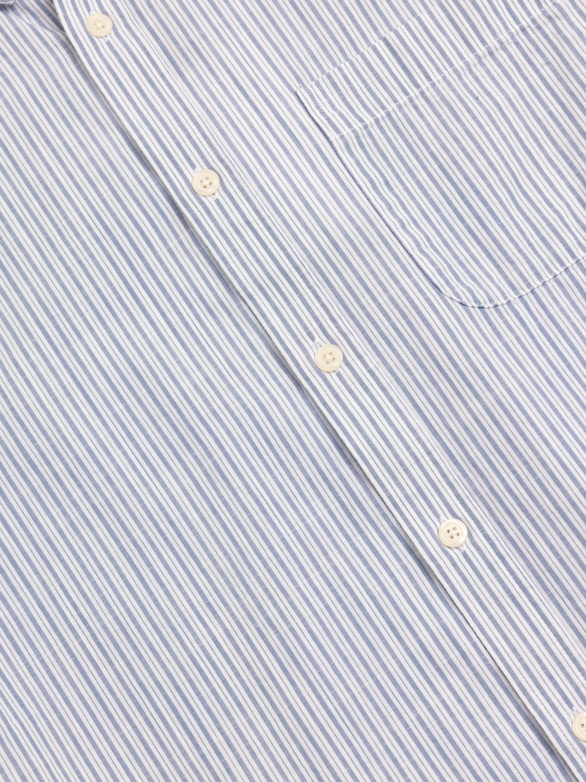 Raeburn Button Down Shirt in Blue Stripe Slub Organic Cotton sold by Kestin product image thumbnail 4