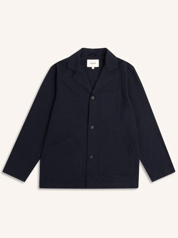 Stac Blazer in Navy Check Organic Cotton made by Kestin