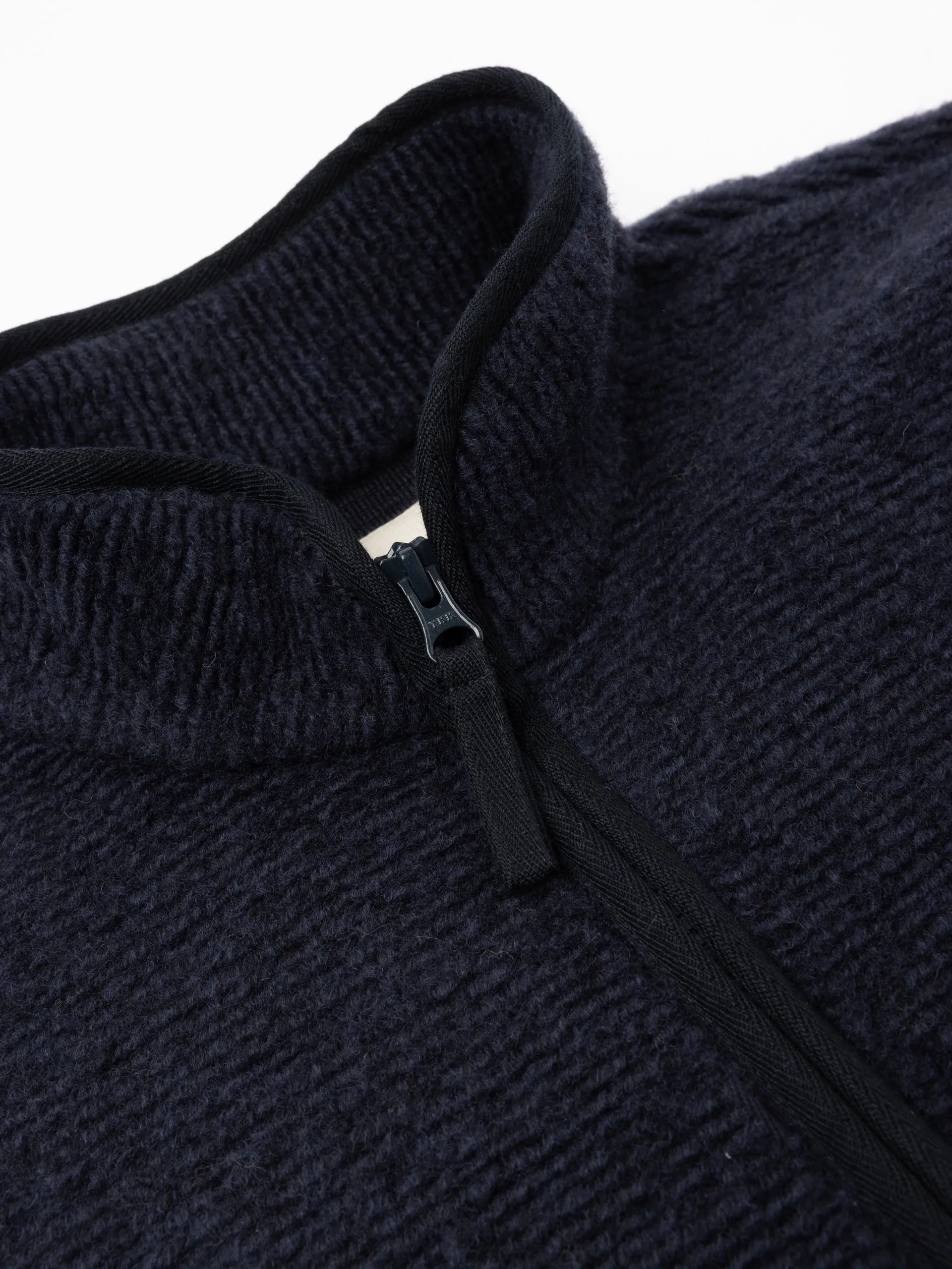Lanark Zip Fleece in Navy Ribbed Wool Blend sold by Kestin product image thumbnail 5