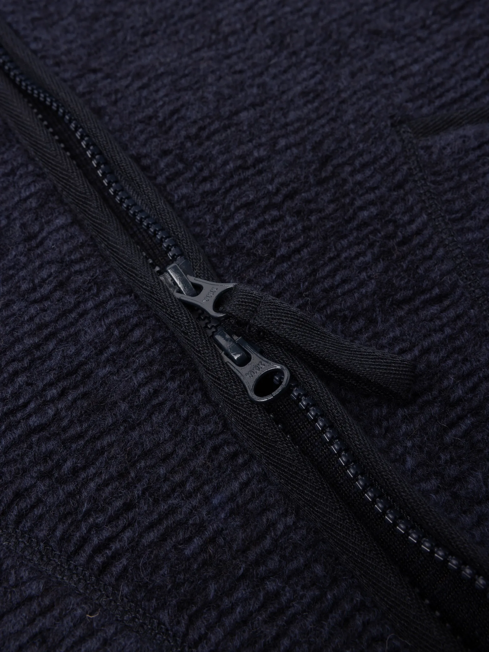 Lanark Zip Fleece in Navy Ribbed Wool Blend sold by Kestin product image thumbnail 3