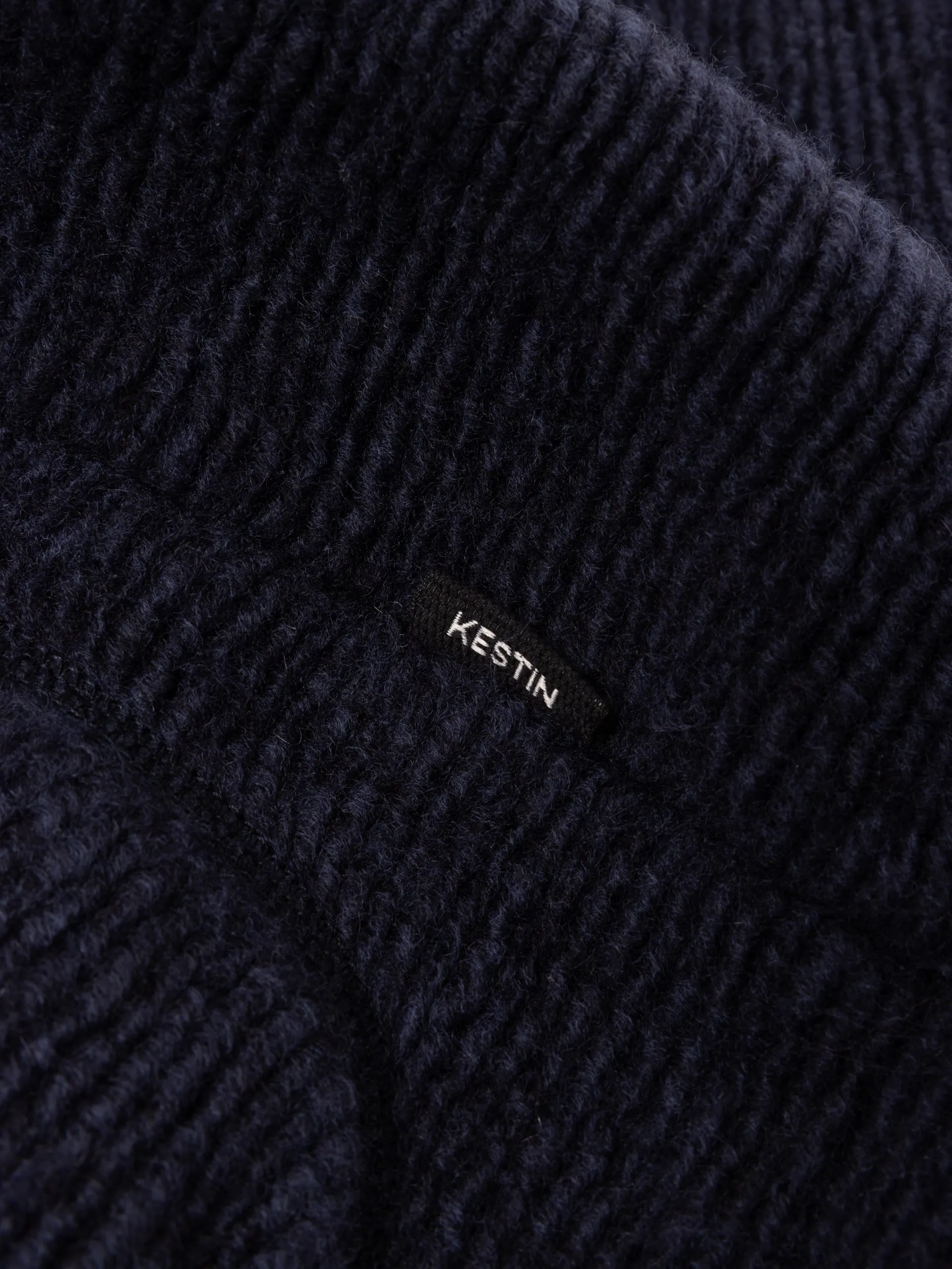 Lanark Zip Fleece in Navy Ribbed Wool Blend sold by Kestin product image thumbnail 4