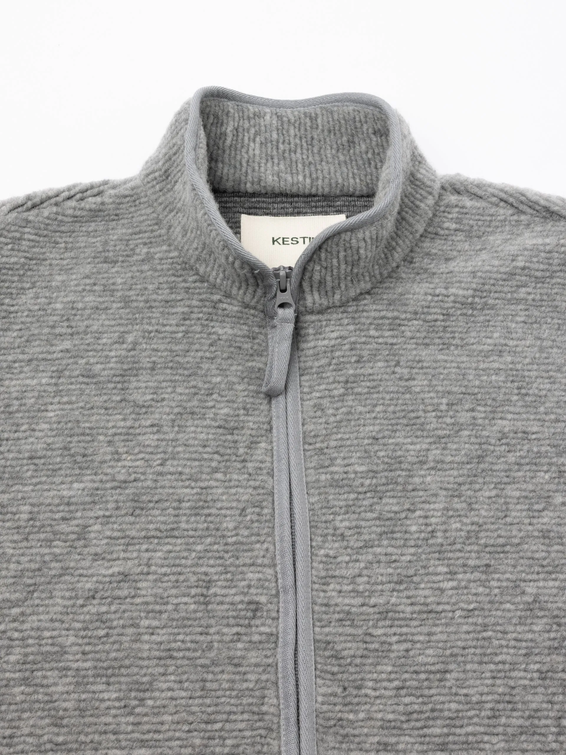 Lanark Zip Fleece in Grey Ribbed Wool Blend sold by Kestin product image thumbnail 3