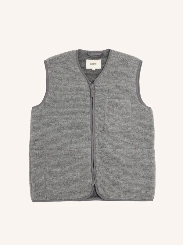 Bute Vest in Light Grey Ribbed Fleece made by Kestin