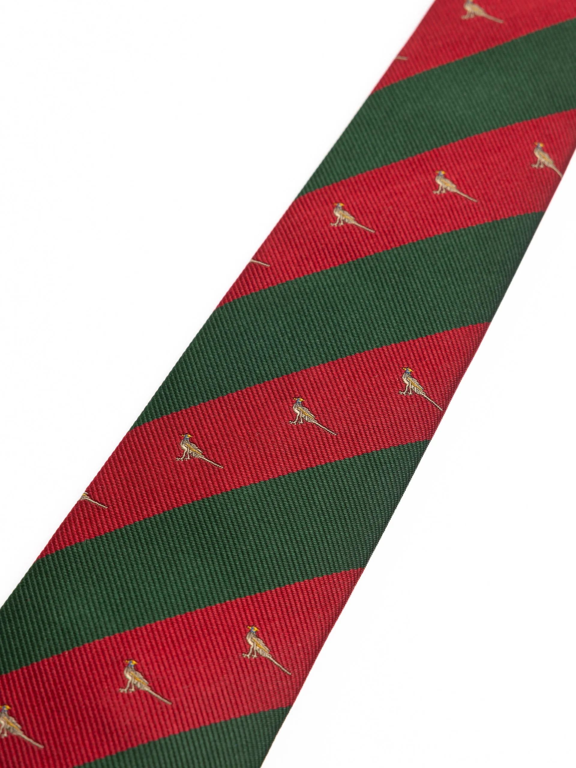 Silk Tie in Green / Red Stripe sold by Kestin product image thumbnail 2