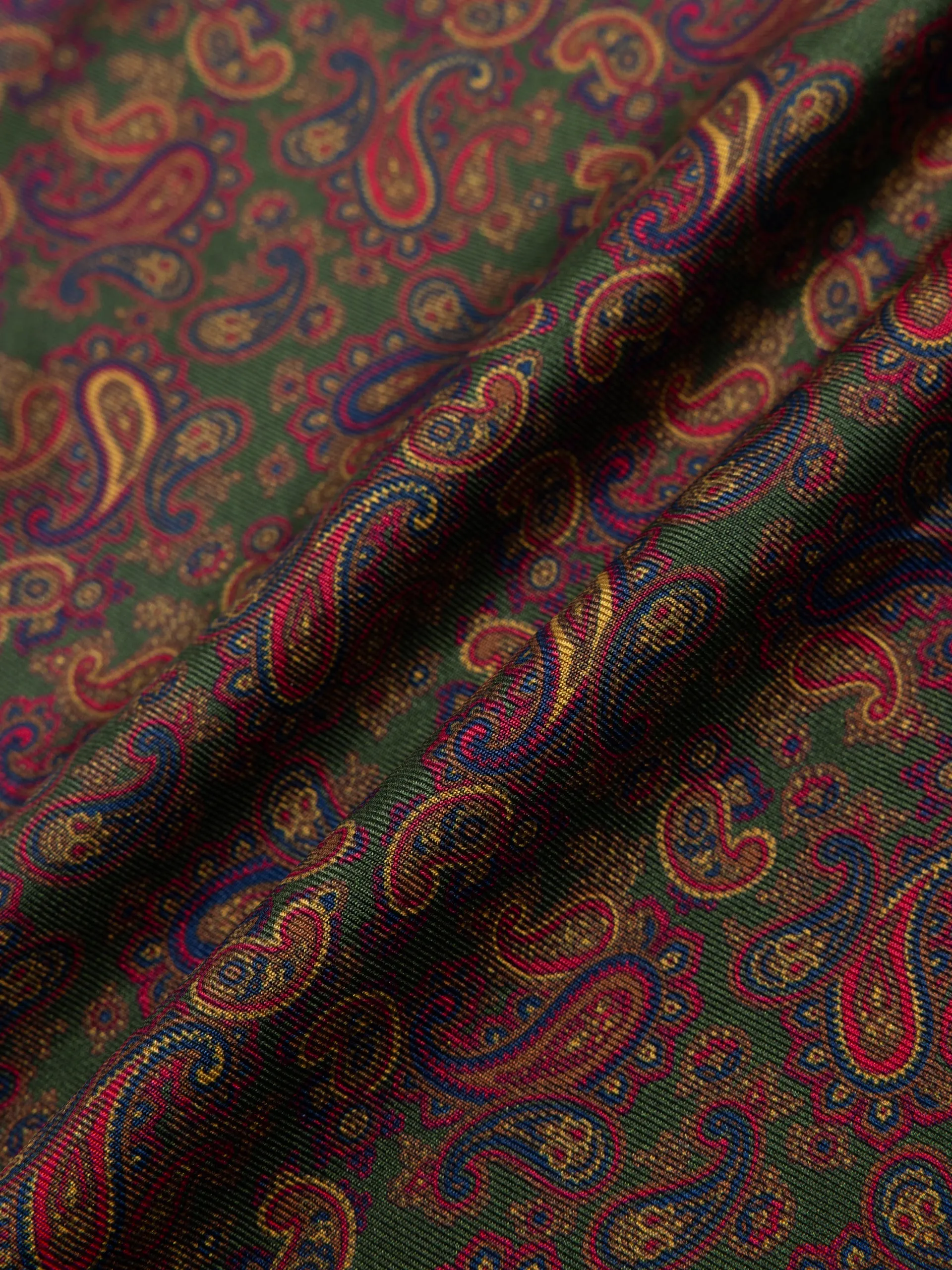 Pocket Square in Green Paisley Silk sold by Kestin product image thumbnail 2
