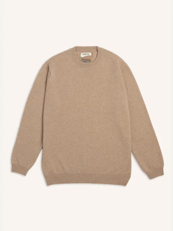 Teviot Crew Neck in Oat Merino Wool & Cashmere made by Kestin