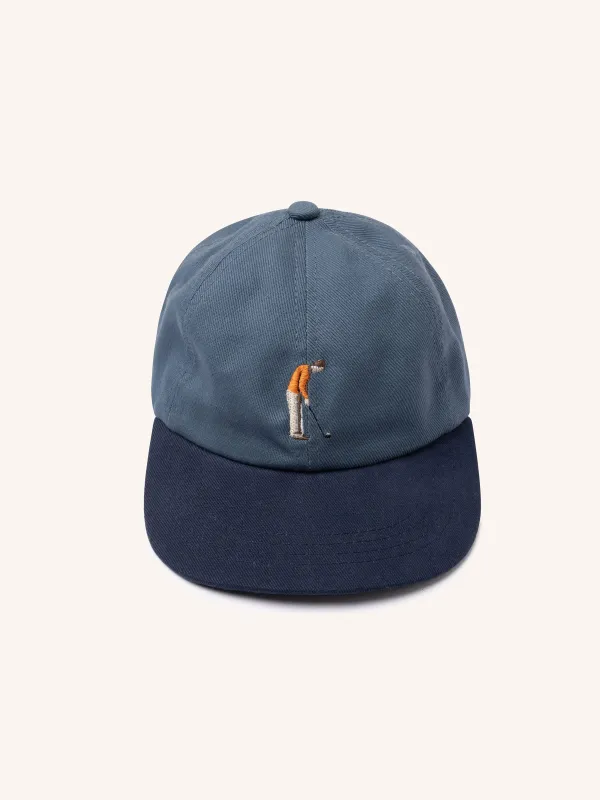 Leuchars Cap in French Blue / Navy Golf Embroidery made by Kestin