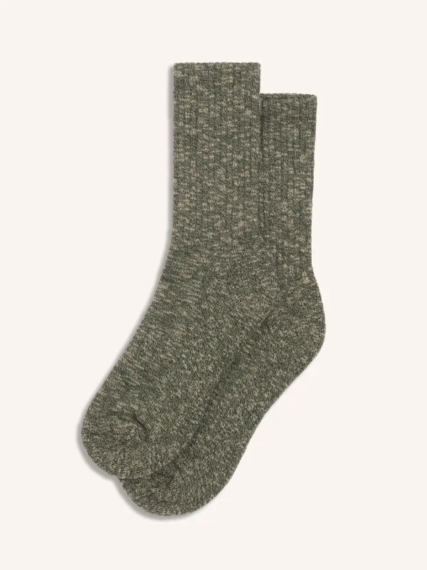 Elgin Cotton Blend Sock in Green Marl Slub Yarn made by Kestin