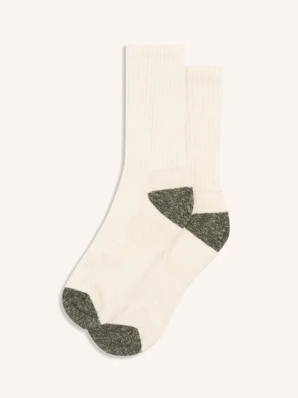 Elgin Cotton Blend Sock in Ecru/Green Marl Slub Yarn made by Kestin