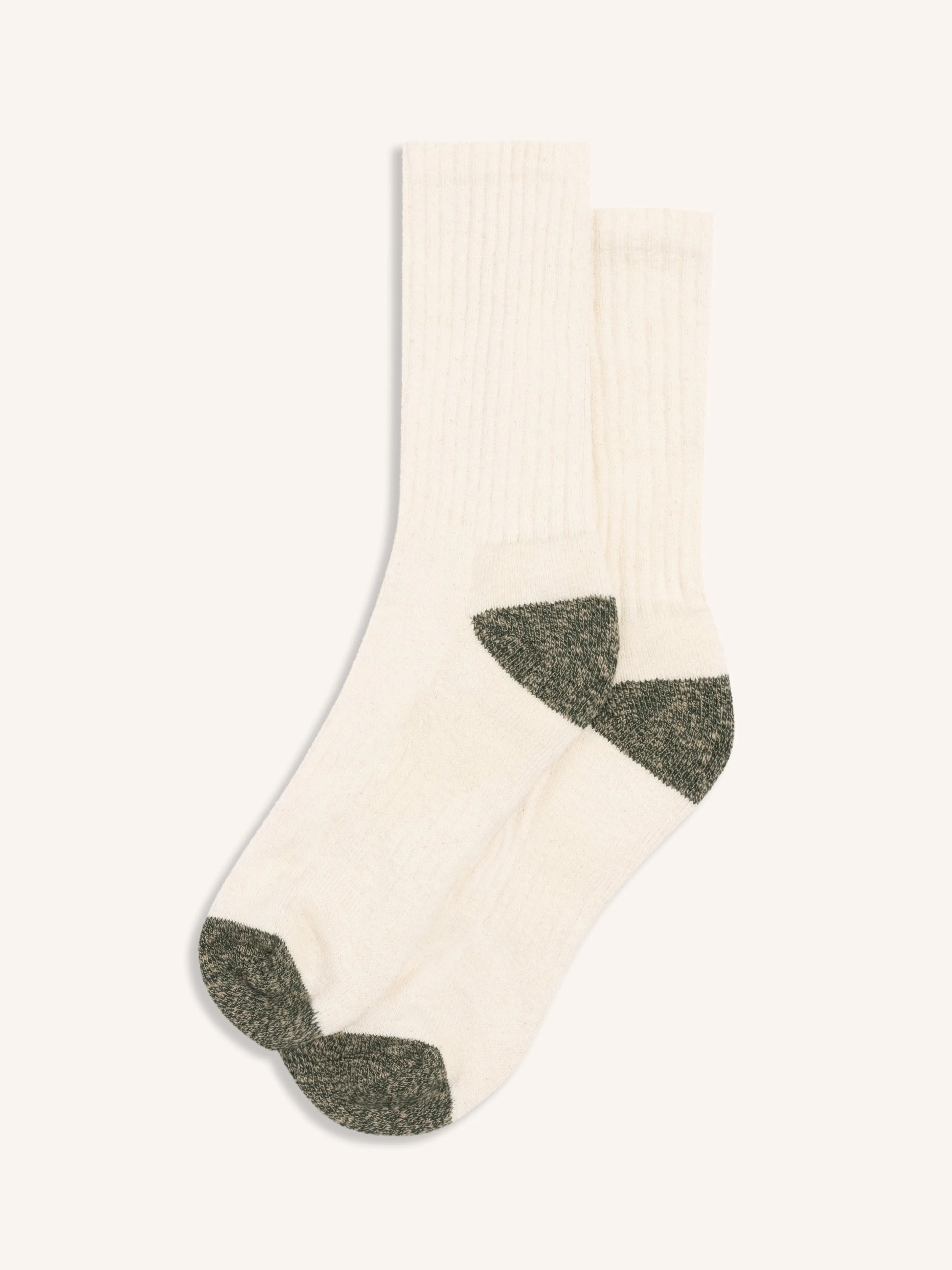 Elgin Cotton Blend Sock in Ecru/Green Marl Slub Yarn sold by Kestin