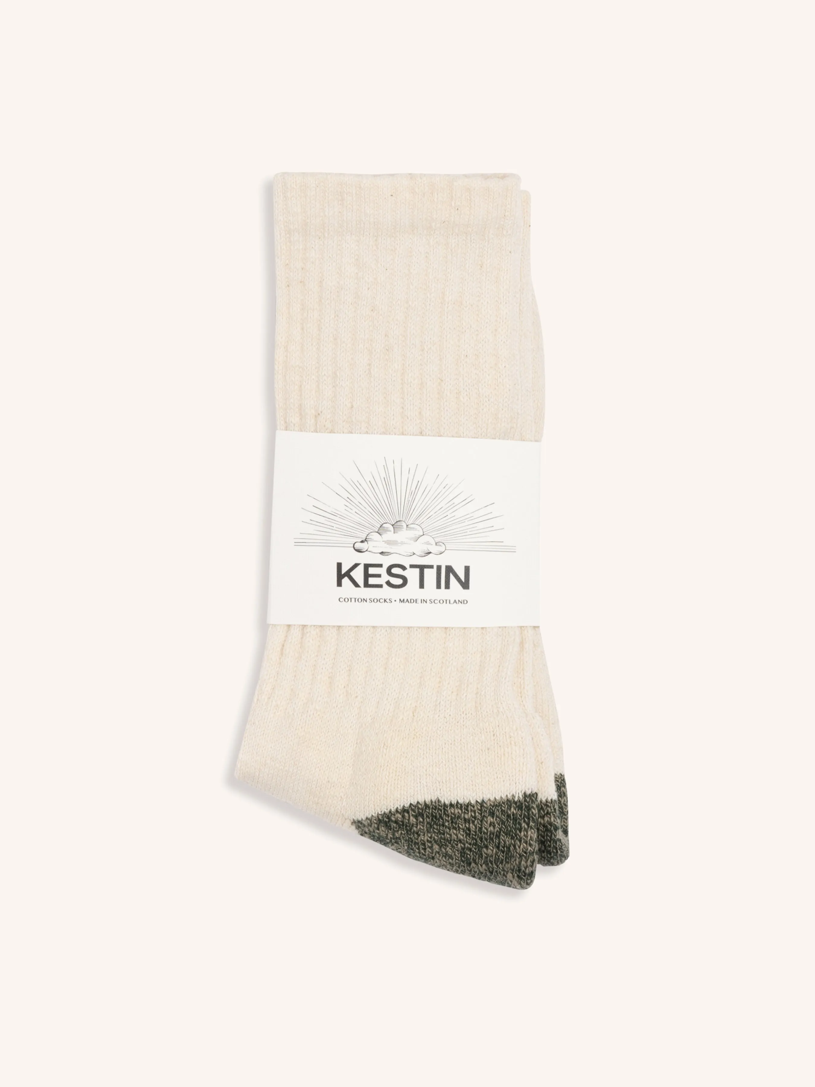 Elgin Cotton Blend Sock in Ecru/Green Marl Slub Yarn sold by Kestin product image thumbnail 2