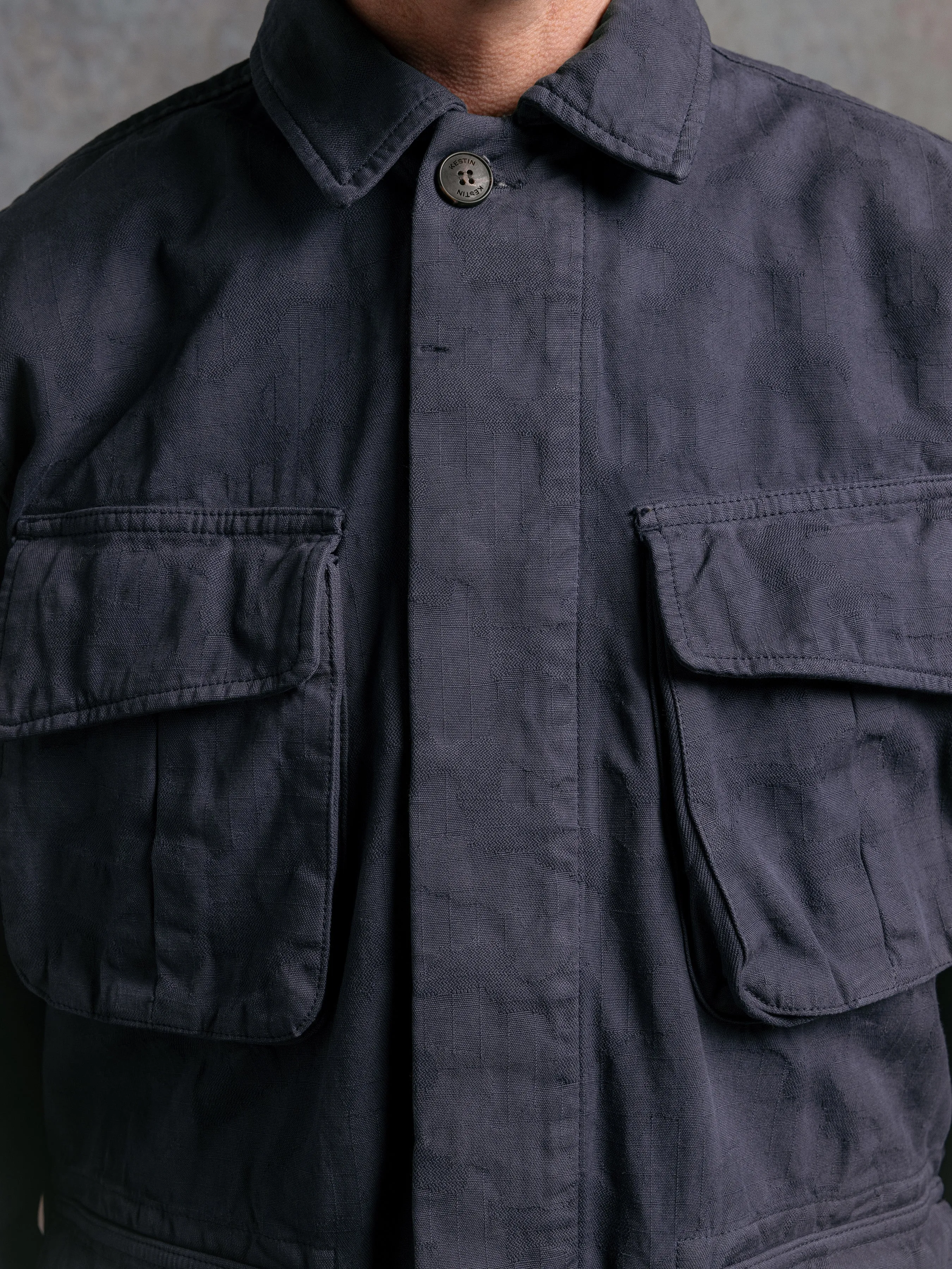 Tyndrum Jacket in Navy Jacquard Ripstop Cotton sold by Kestin product image thumbnail 5