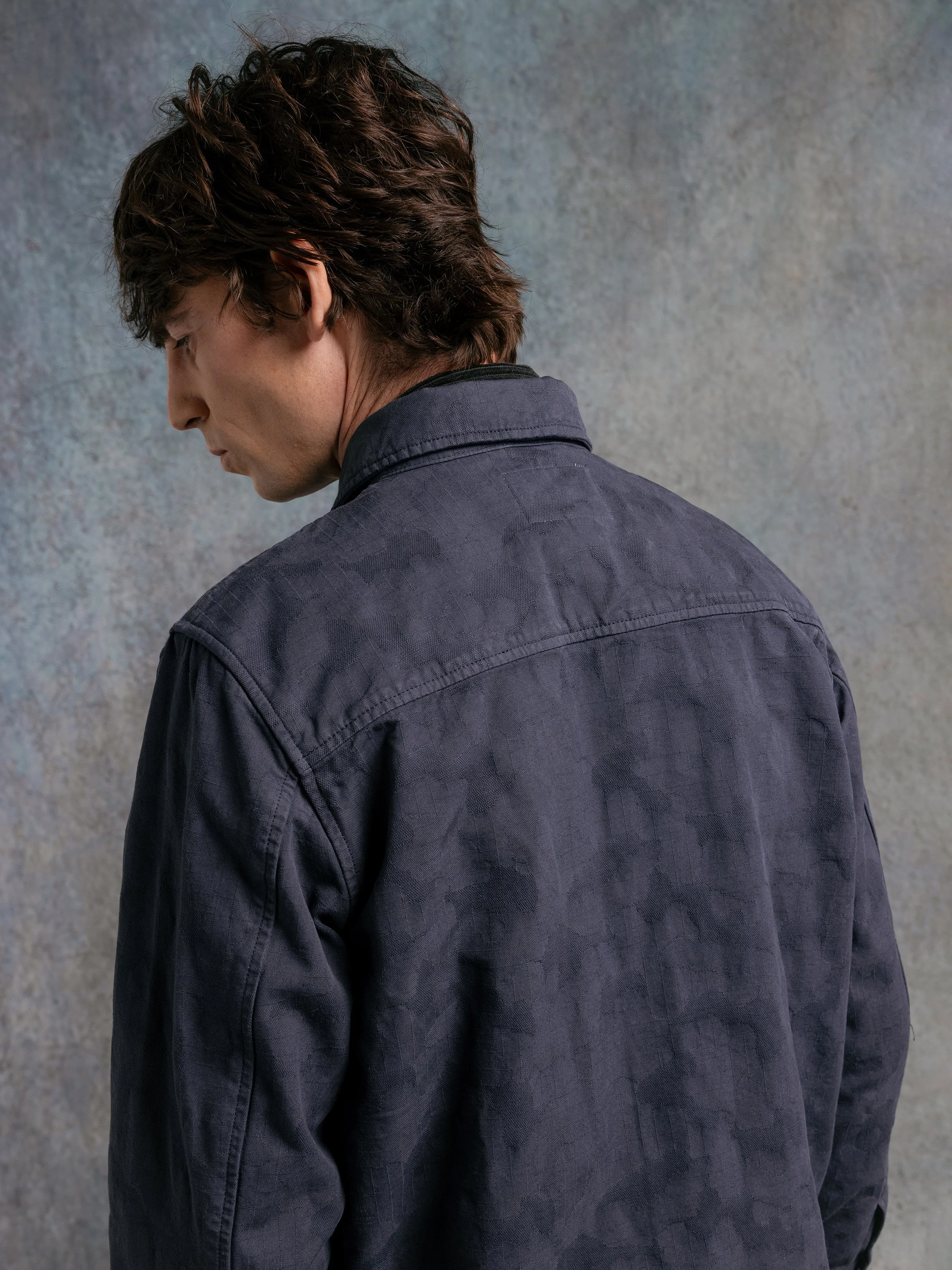 Tyndrum Jacket in Navy Jacquard Ripstop Cotton sold by Kestin product image thumbnail 4