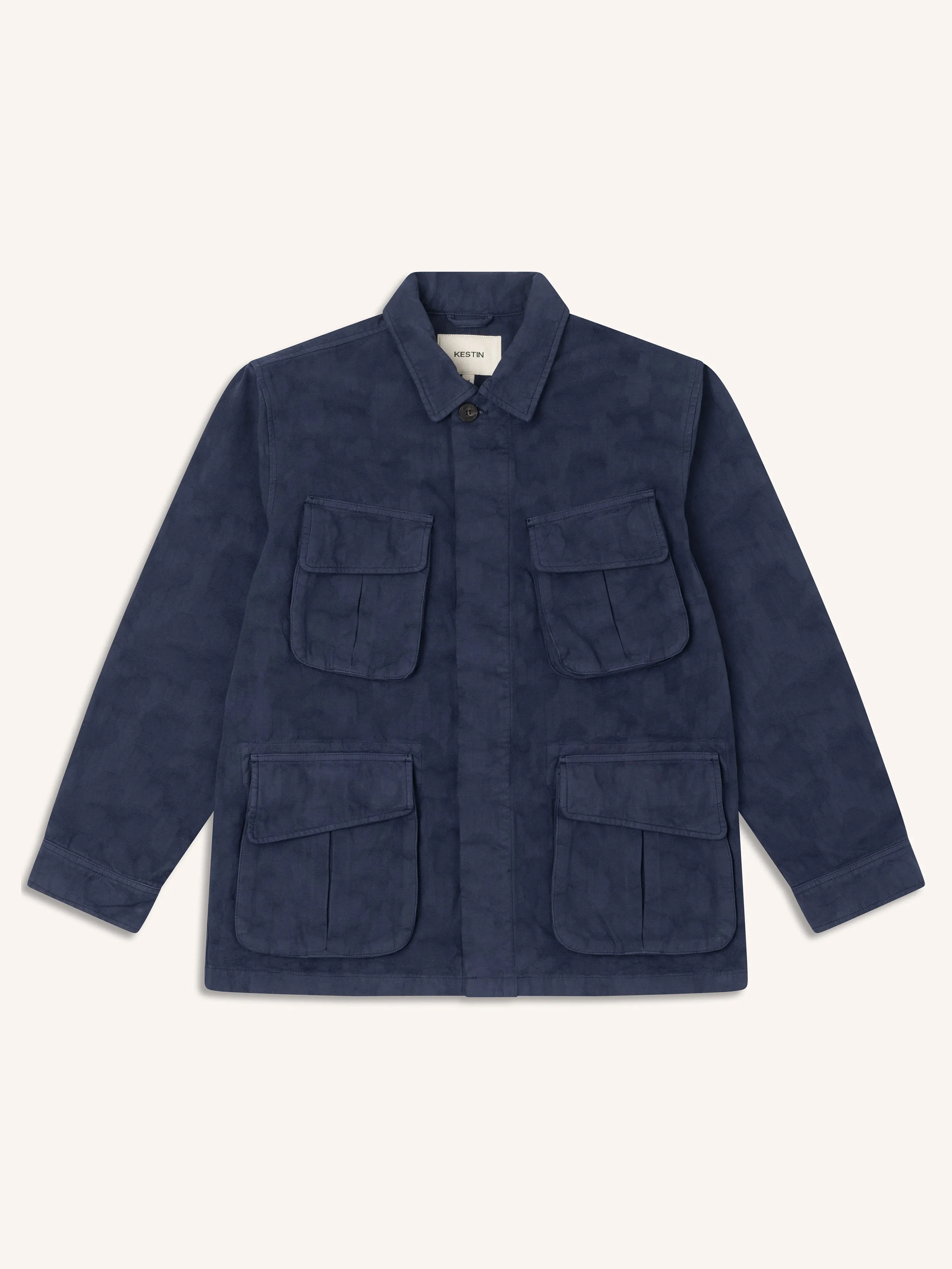 Tyndrum Jacket in Navy Jacquard Ripstop Cotton sold by Kestin