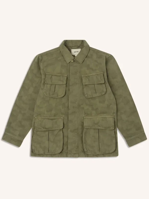 Tyndrum Jacket in Military Jacquard Ripstop Cotton made by Kestin
