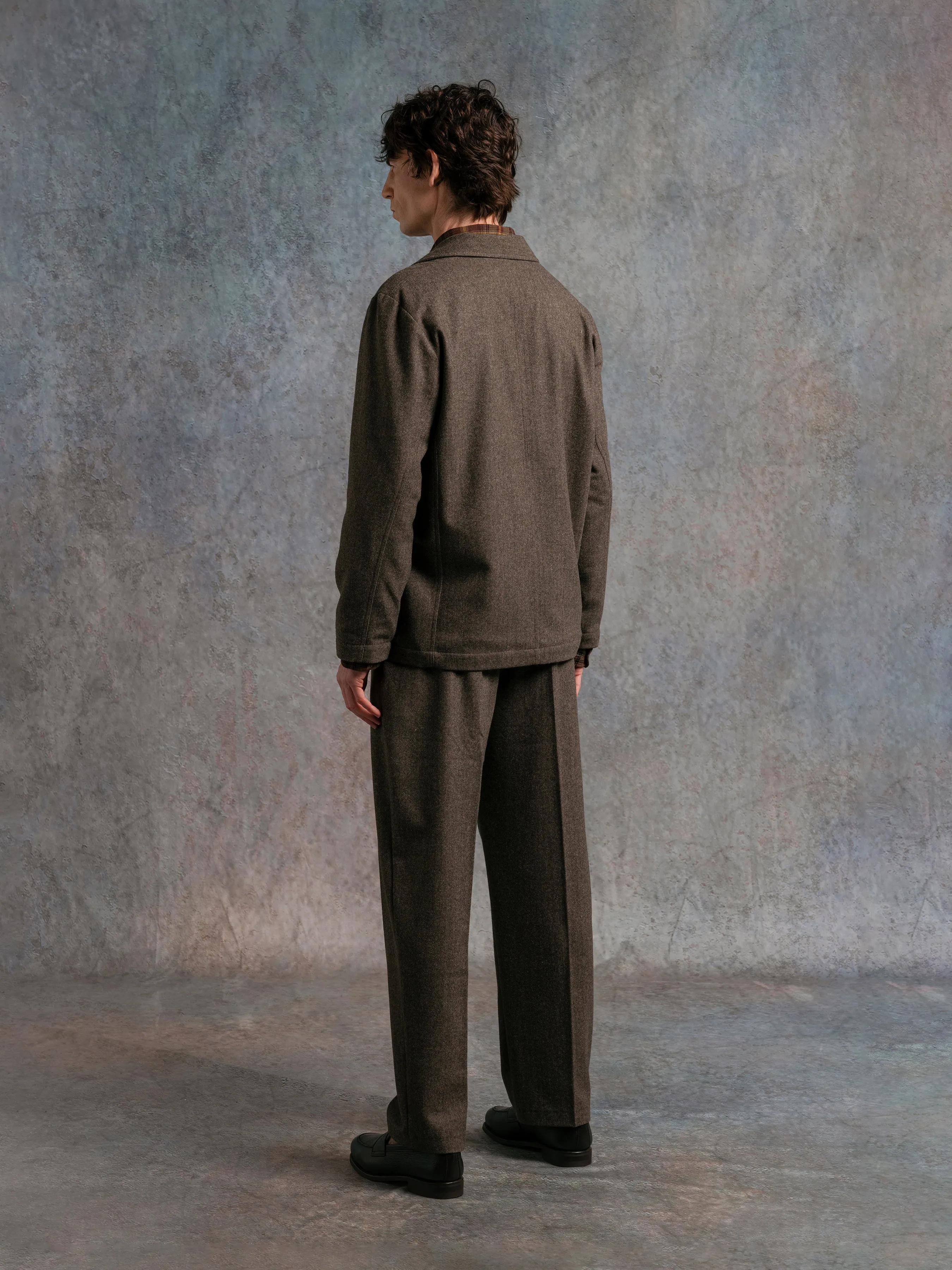 Stac Blazer in Olive Herringbone Wool Blend sold by Kestin product image thumbnail 3