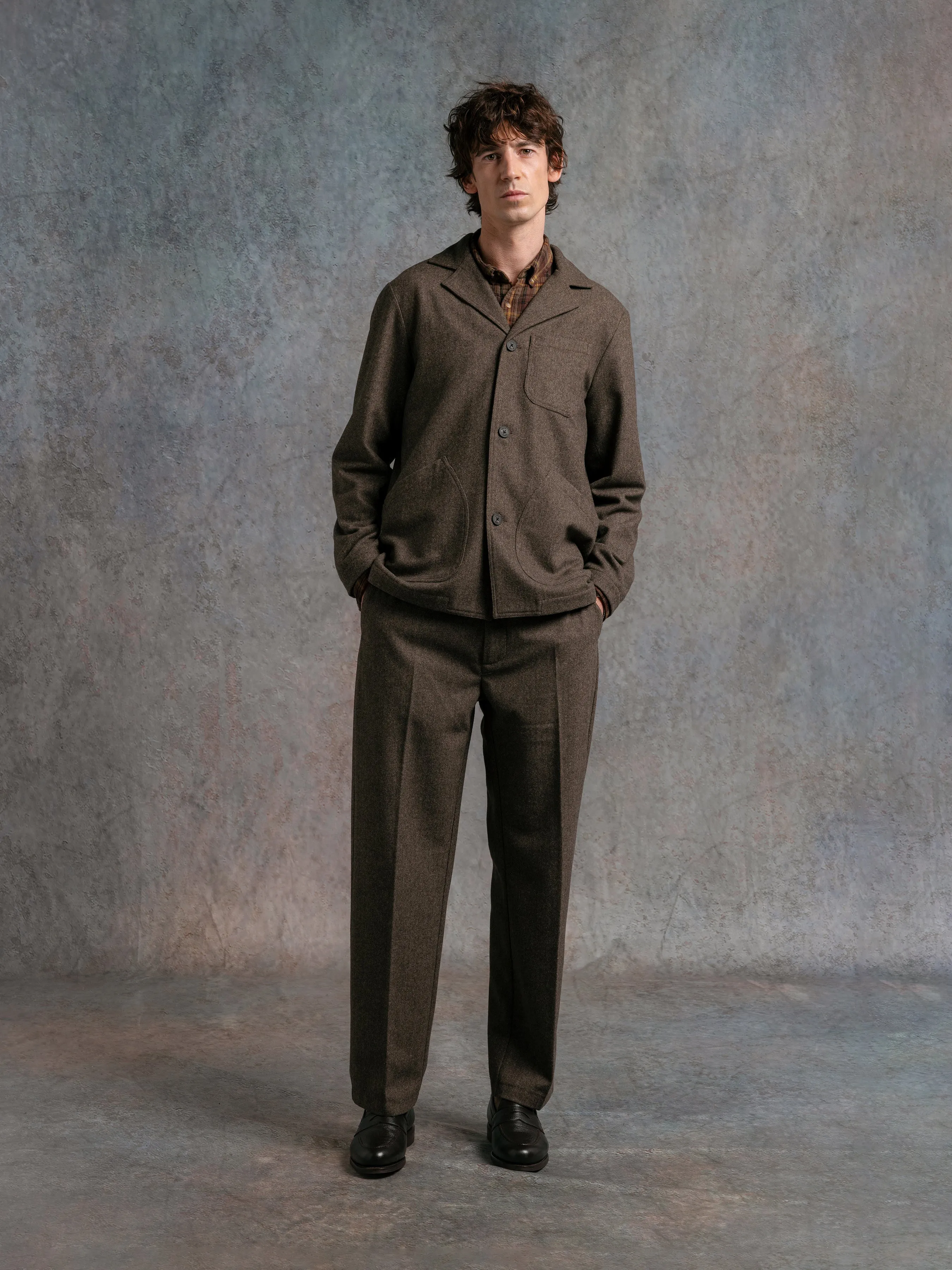 Stac Blazer in Olive Herringbone Wool Blend sold by Kestin product image thumbnail 2