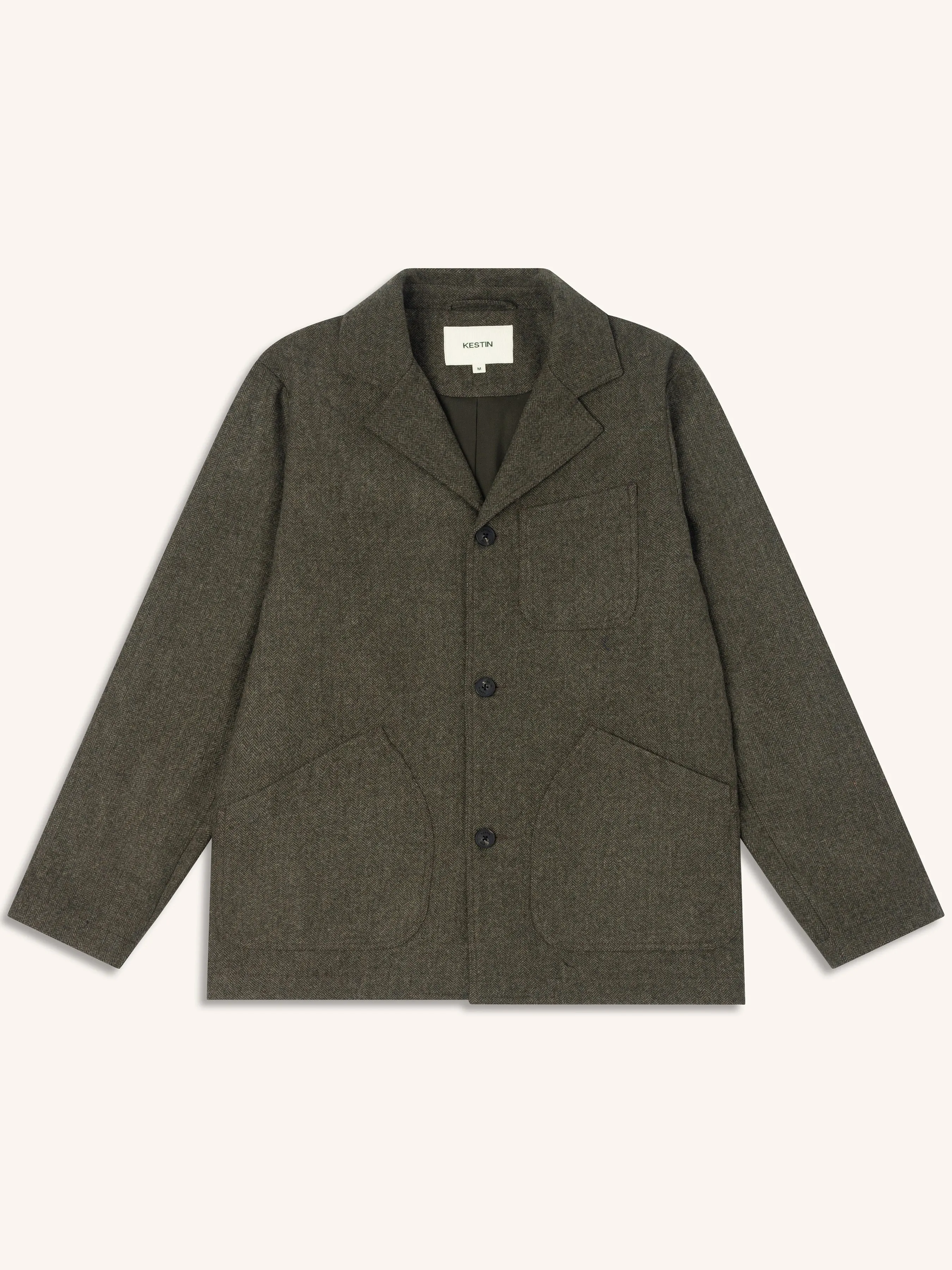 Stac Blazer in Olive Herringbone Wool Blend sold by Kestin