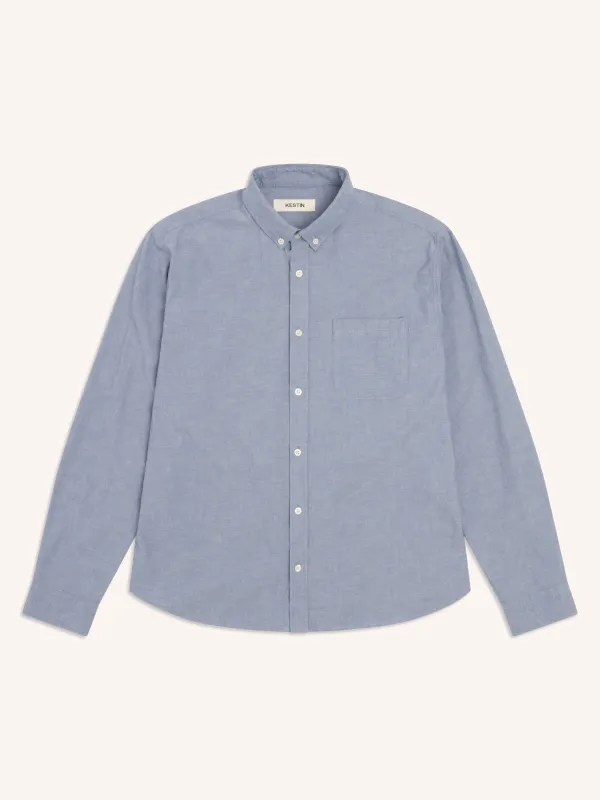 Raeburn Button Down Shirt in Pale Blue Oxford Organic Cotton made by Kestin