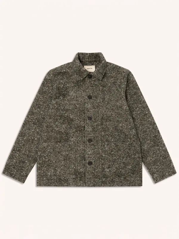 Ormiston Jacket in Olive Speckled Wool Blend made by Kestin