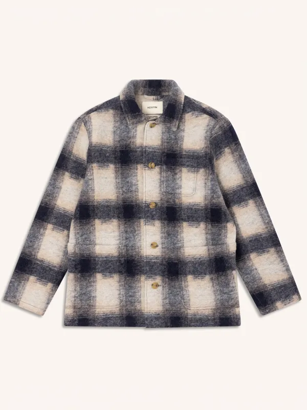 Ormiston Jacket in Navy Check Wool Blend made by Kestin