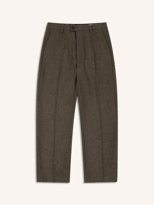 Moray Trouser in Olive Herringbone Wool Blend made by Kestin