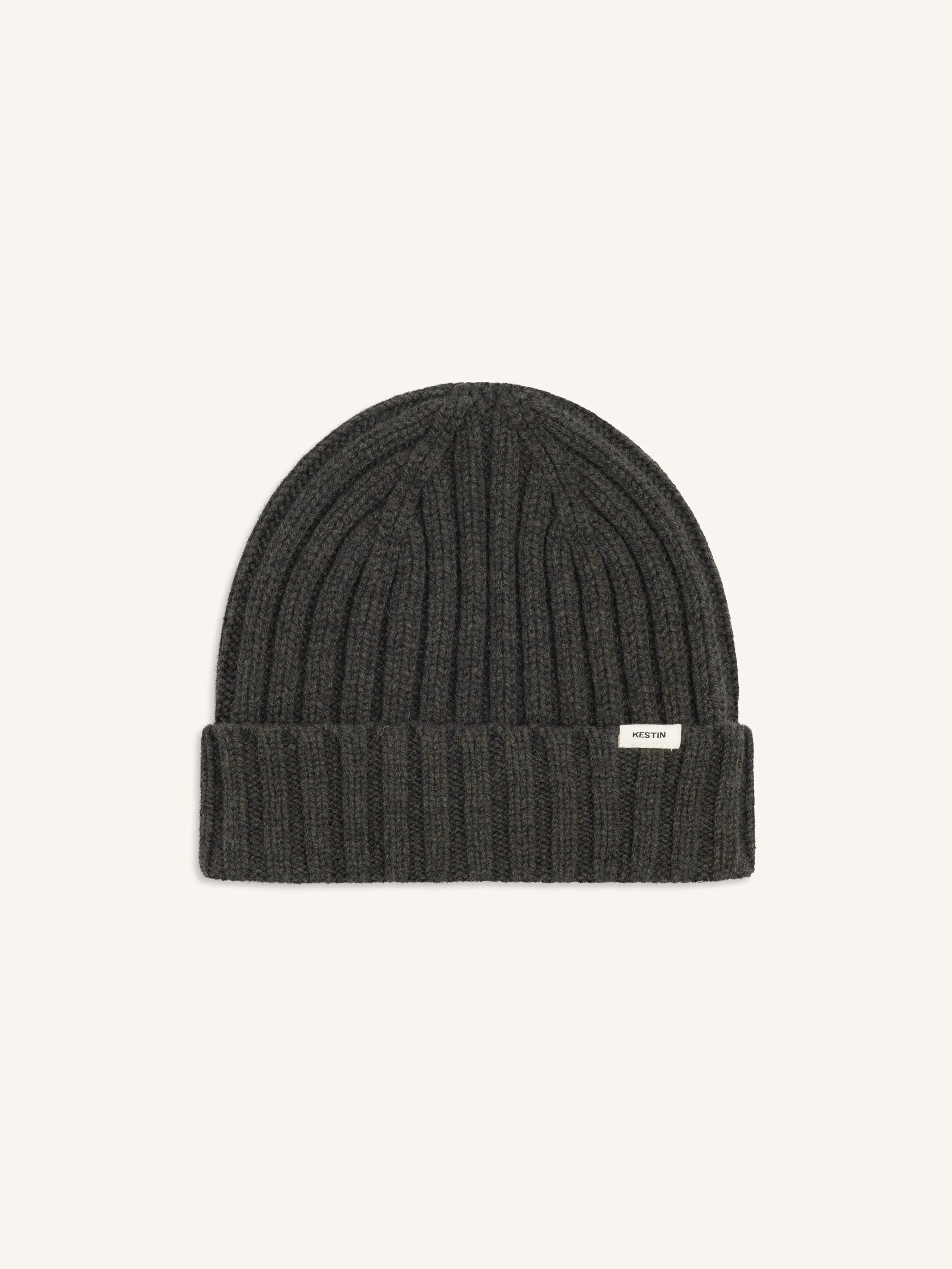 Lindean Beanie in Dark Olive Lambswool sold by Kestin