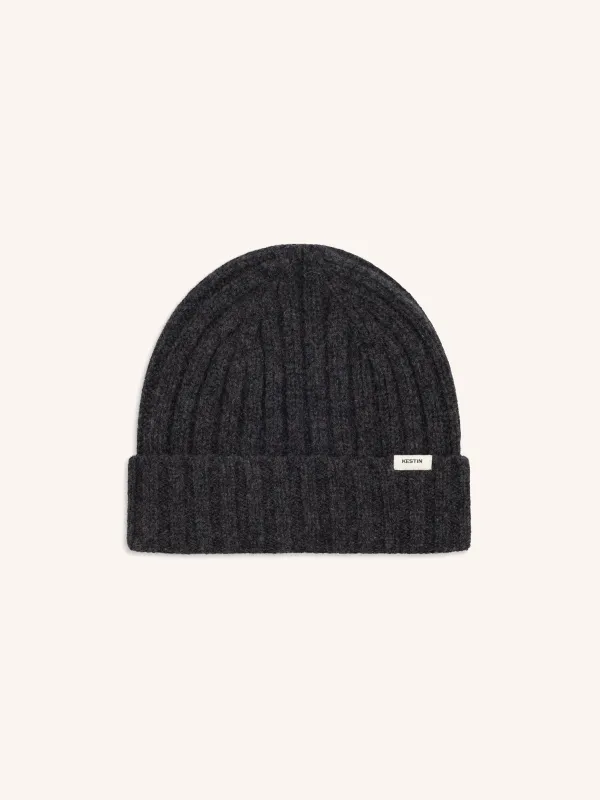 Lindean Beanie in Charcoal Lambswool made by Kestin