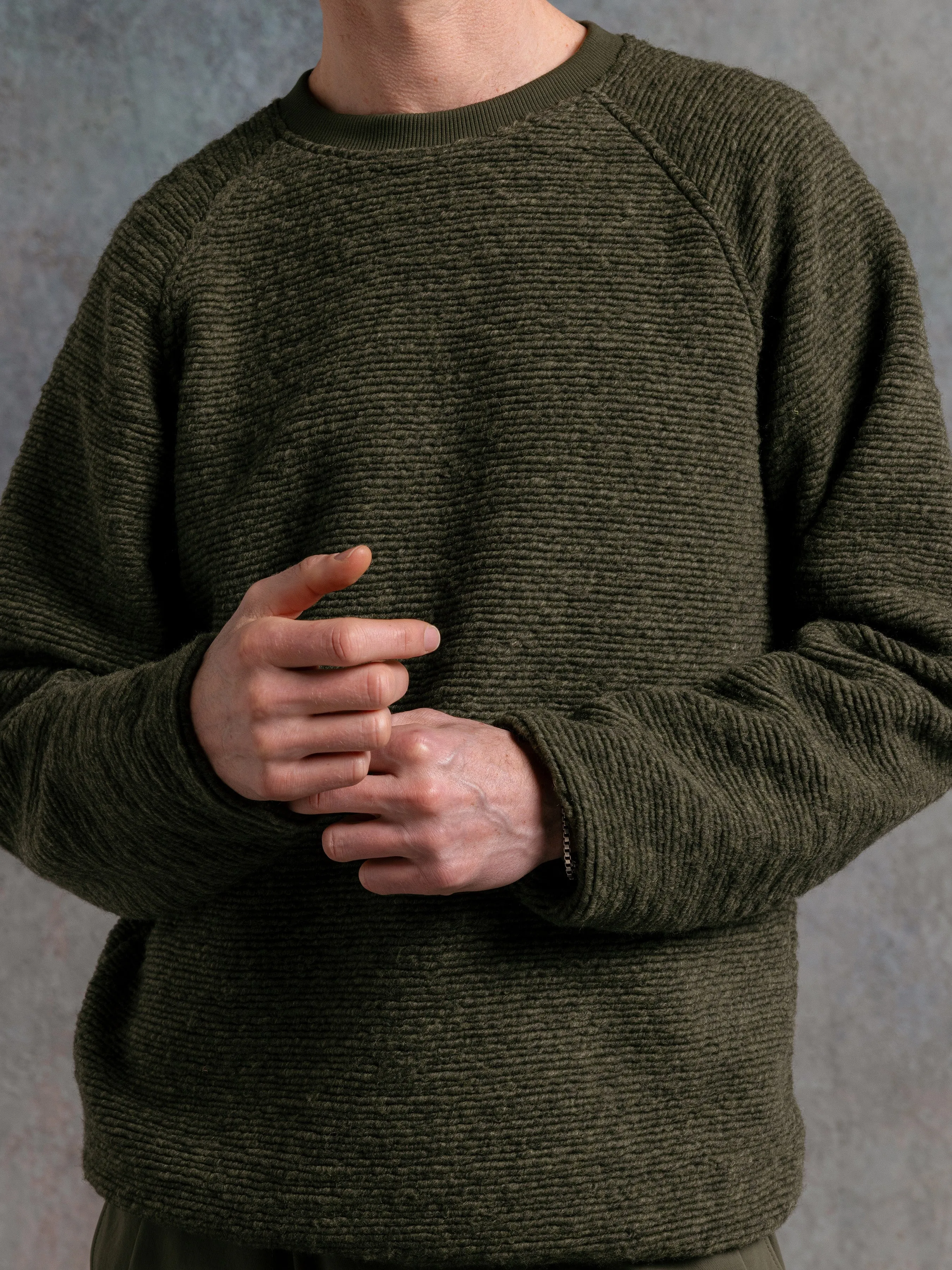 Junction Crew in Olive Ribbed Fleece sold by Kestin product image thumbnail 2