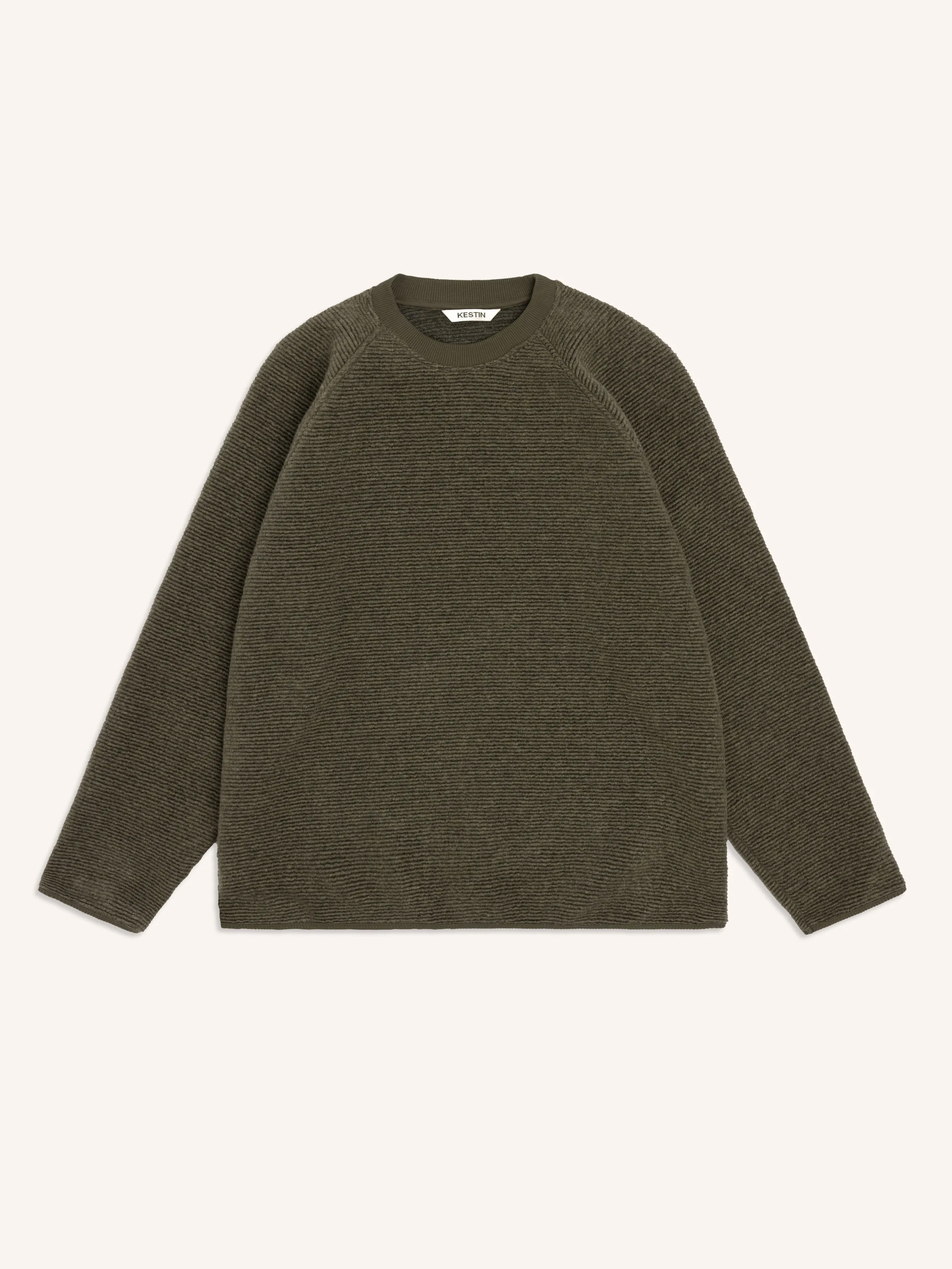 Junction Crew in Olive Ribbed Fleece sold by Kestin