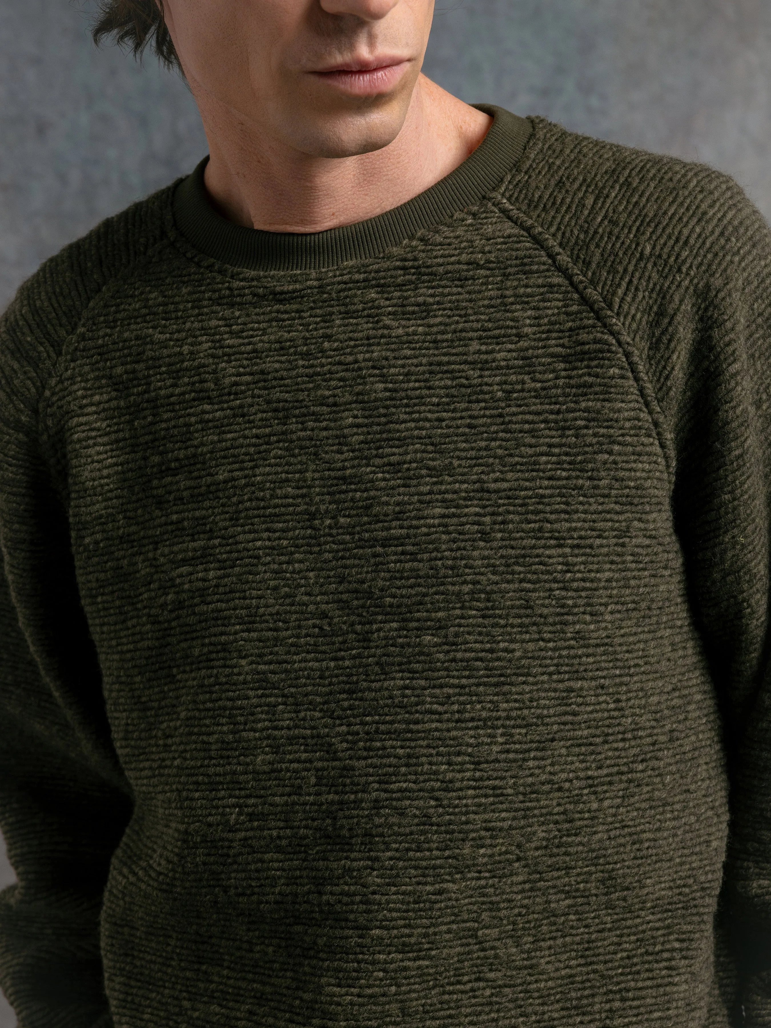 Junction Crew in Olive Ribbed Fleece sold by Kestin product image thumbnail 3