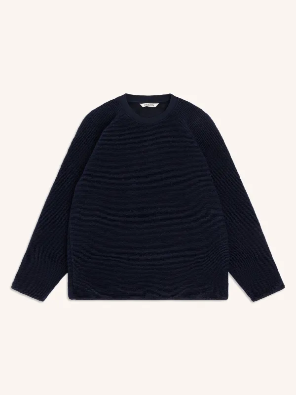 Junction Crew in Navy Ribbed Fleece made by Kestin