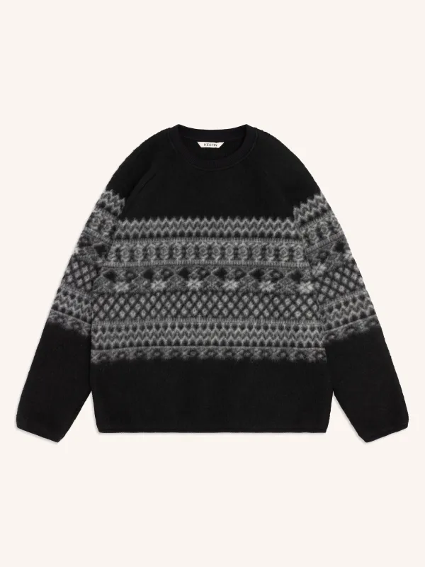 Junction Crew in Black Fair Isle Band Fleece made by Kestin