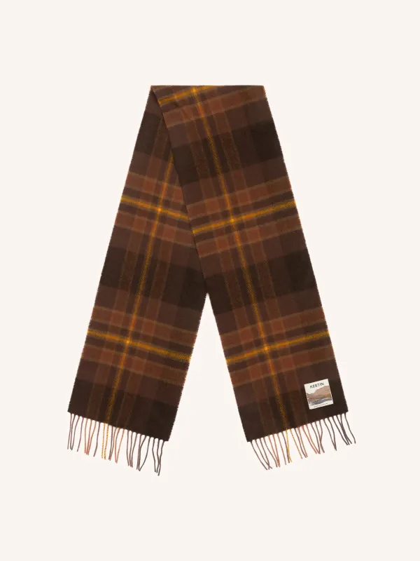 Gala Scarf in Peat Dunbar Tartan Lambswool made by Kestin