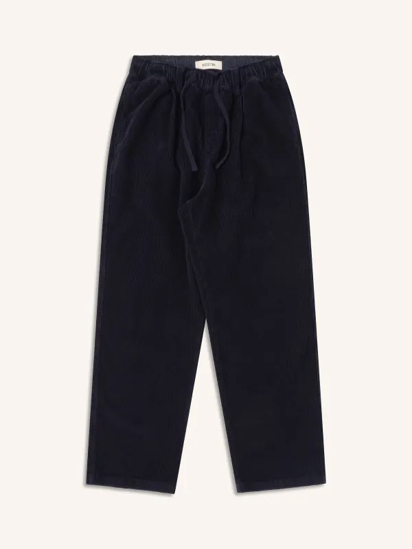 Doune Pant in Ink Navy 8-Wale Organic Corduroy made by Kestin