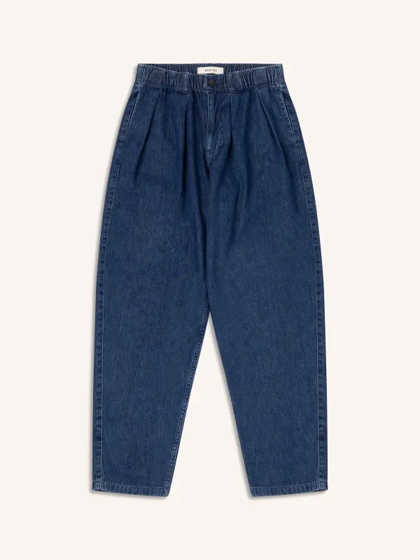 Clyde Pant in Washed Denim made by Kestin