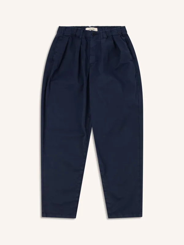 Clyde Pant in Dark Navy Cotton Twill made by Kestin